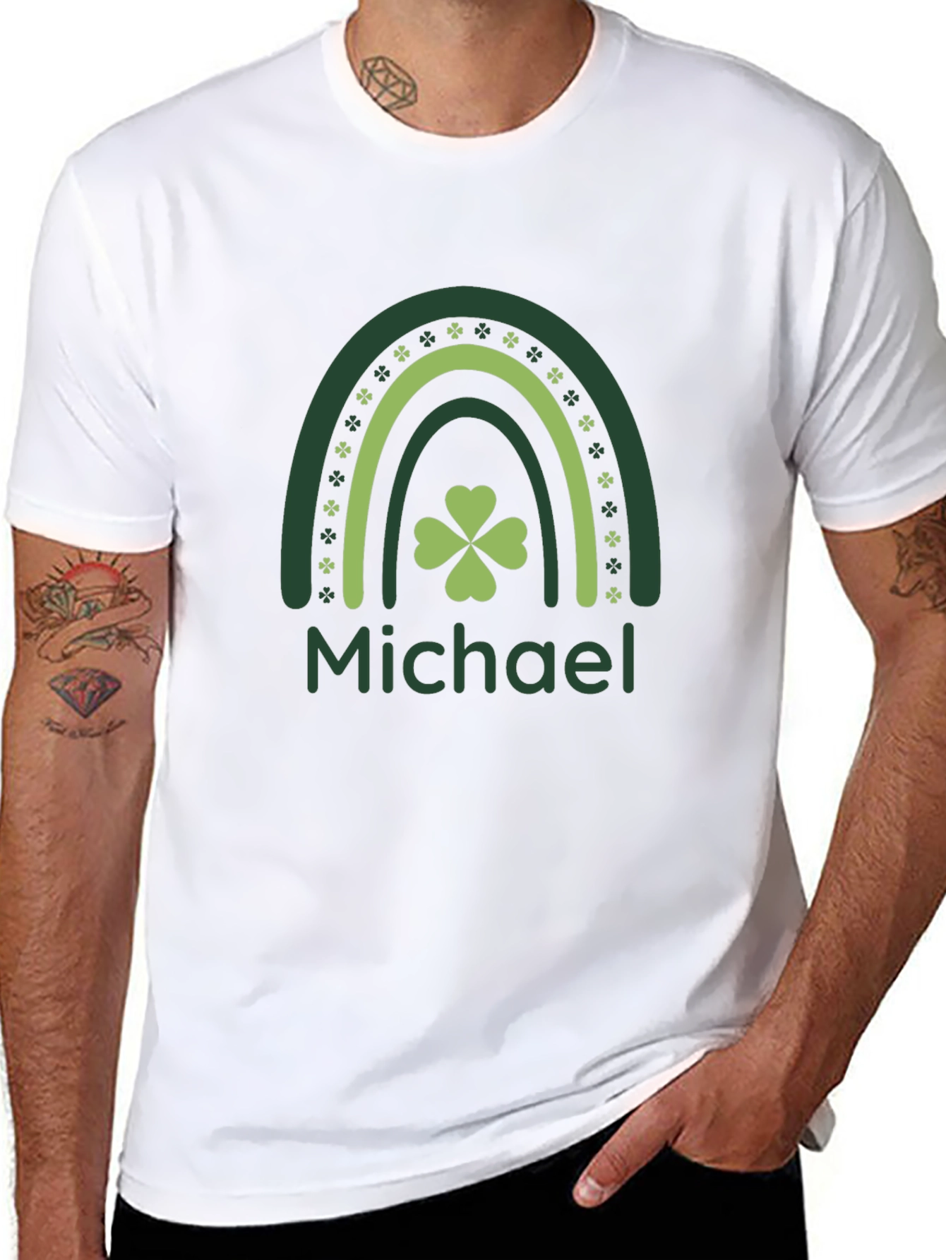 St. Patricks Day Michael Rainbow Shamrock T-Shirt