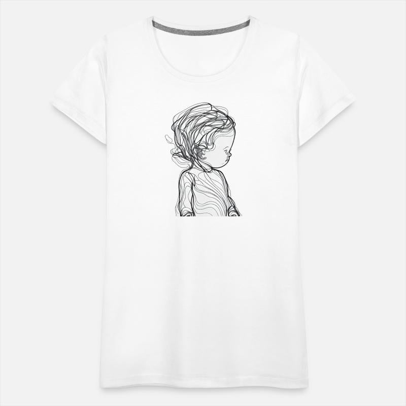 Modern Line Art of a Child for Tshirt, Wall Decor