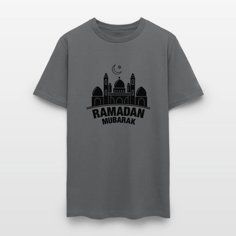 Mosque with crescent moon Ramadan Mubarak
