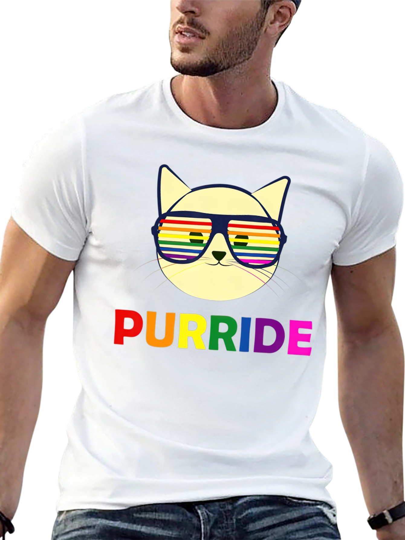 Purride Cat T-Shirt - Pride Rainbow Sunglasses