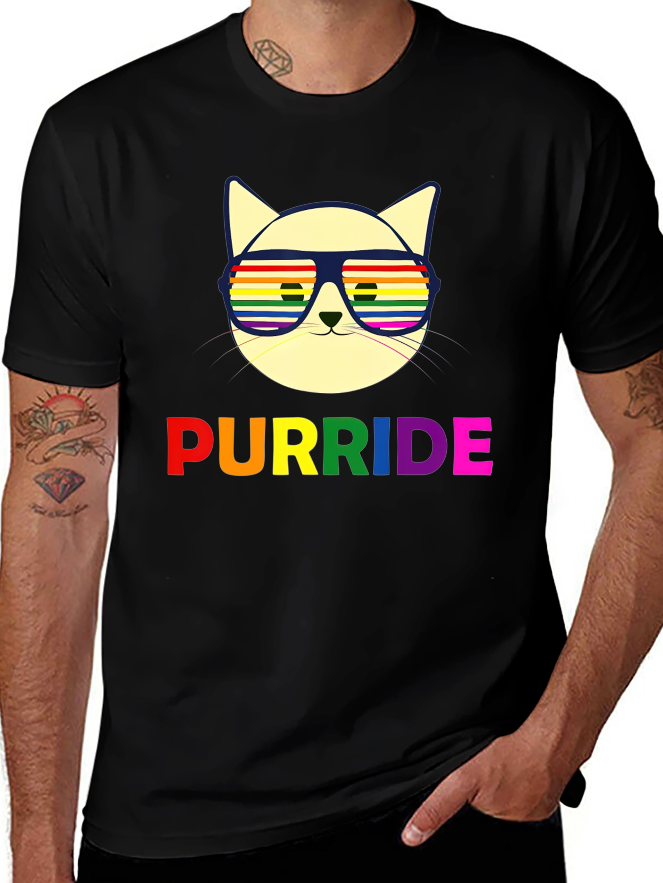 Purride Cat T-Shirt - Pride Rainbow Sunglasses