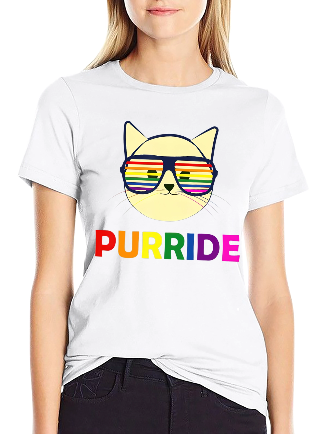 Purride Cat T-Shirt - Pride Rainbow Sunglasses