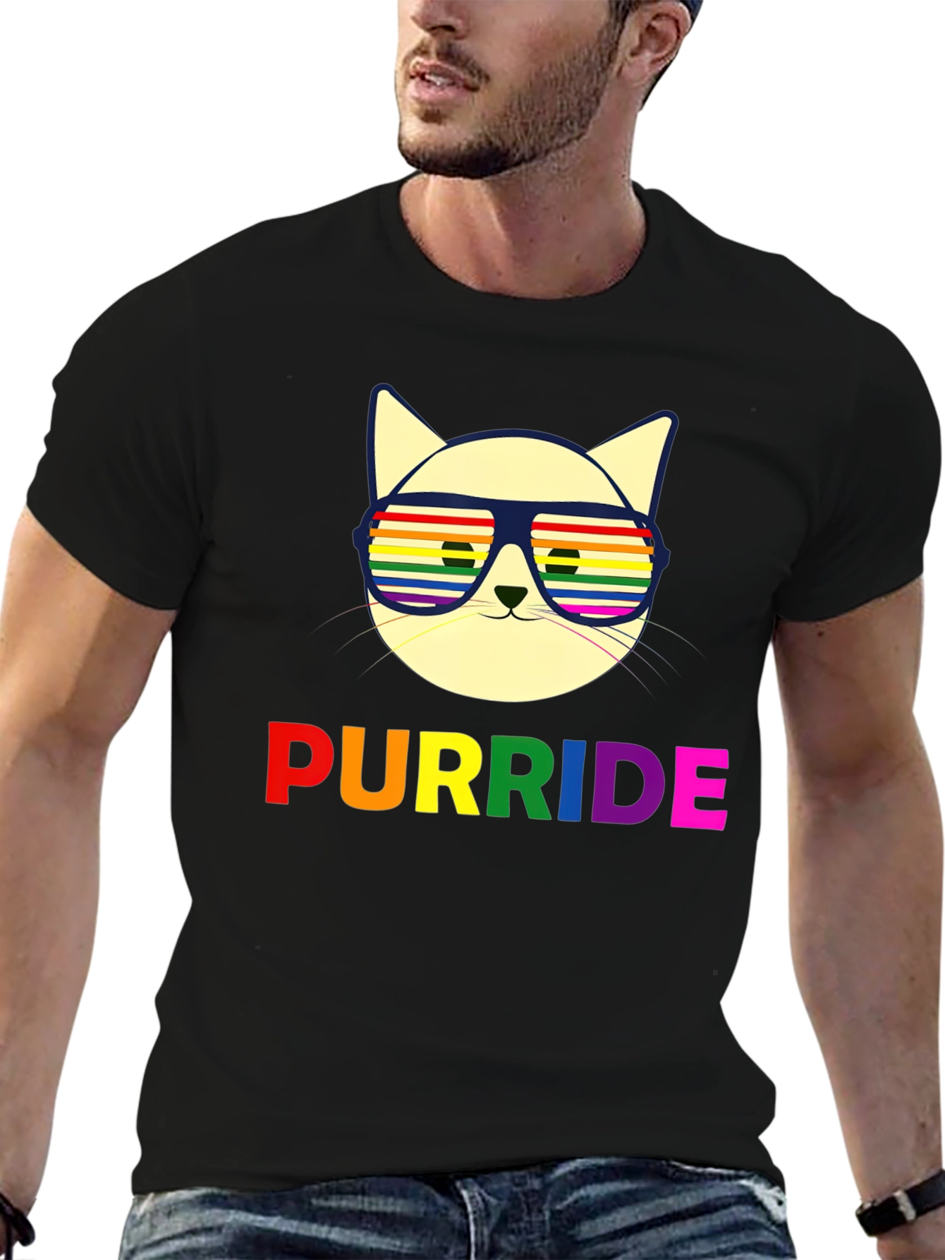 Purride Cat T-Shirt - Pride Rainbow Sunglasses