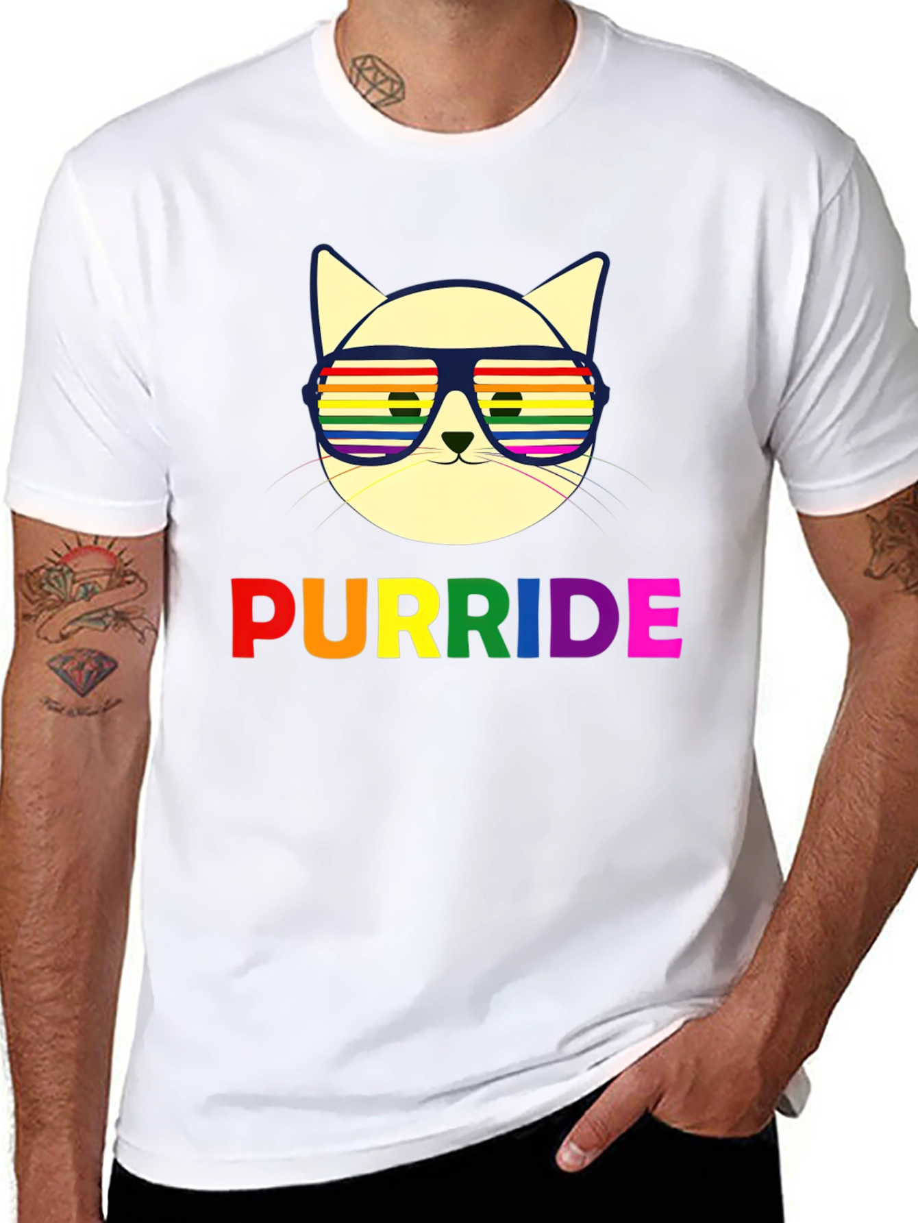 Purride Cat T-Shirt - Pride Rainbow Sunglasses