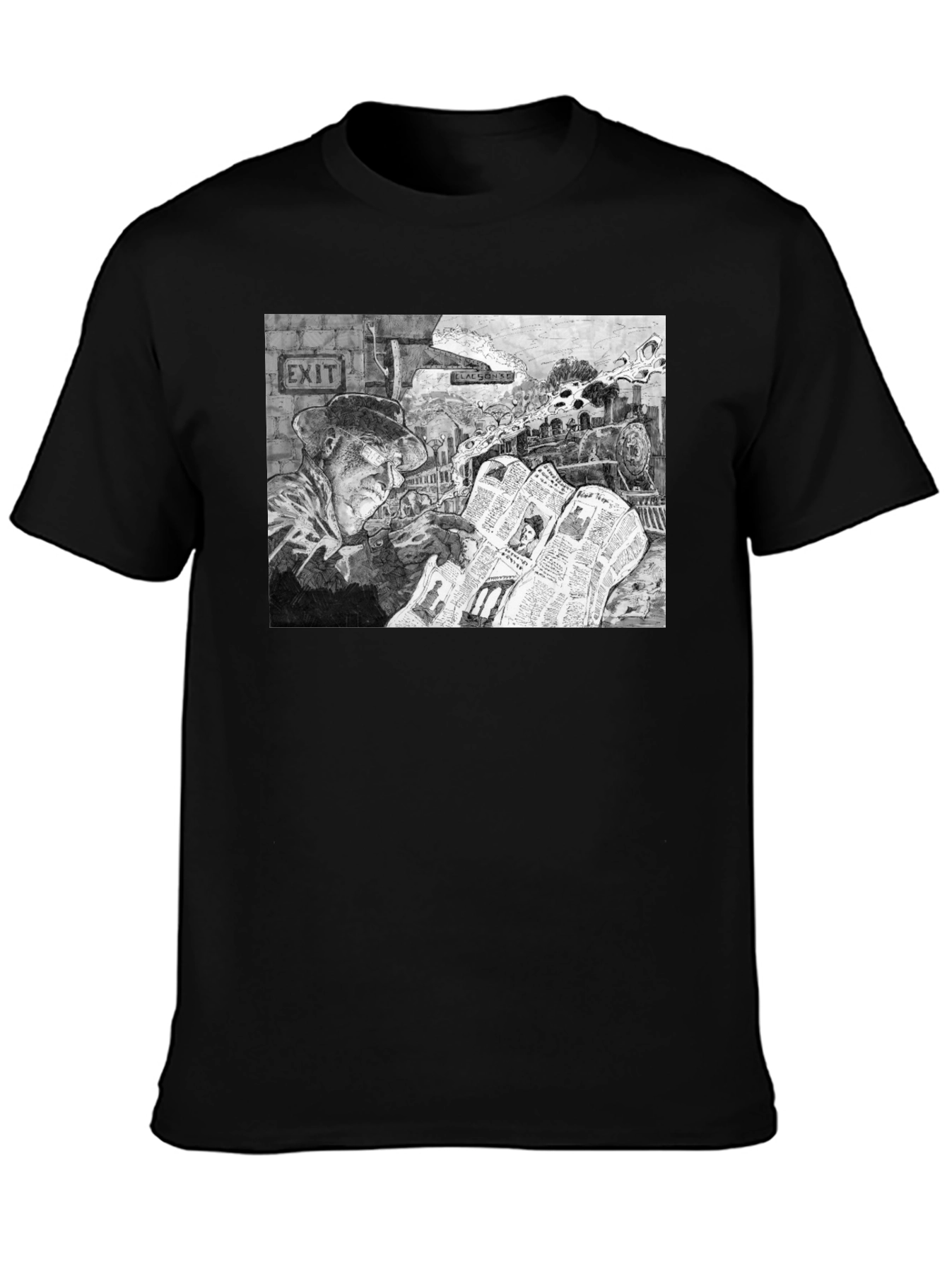 Train Conductor Reading Newspaper T-Shirt