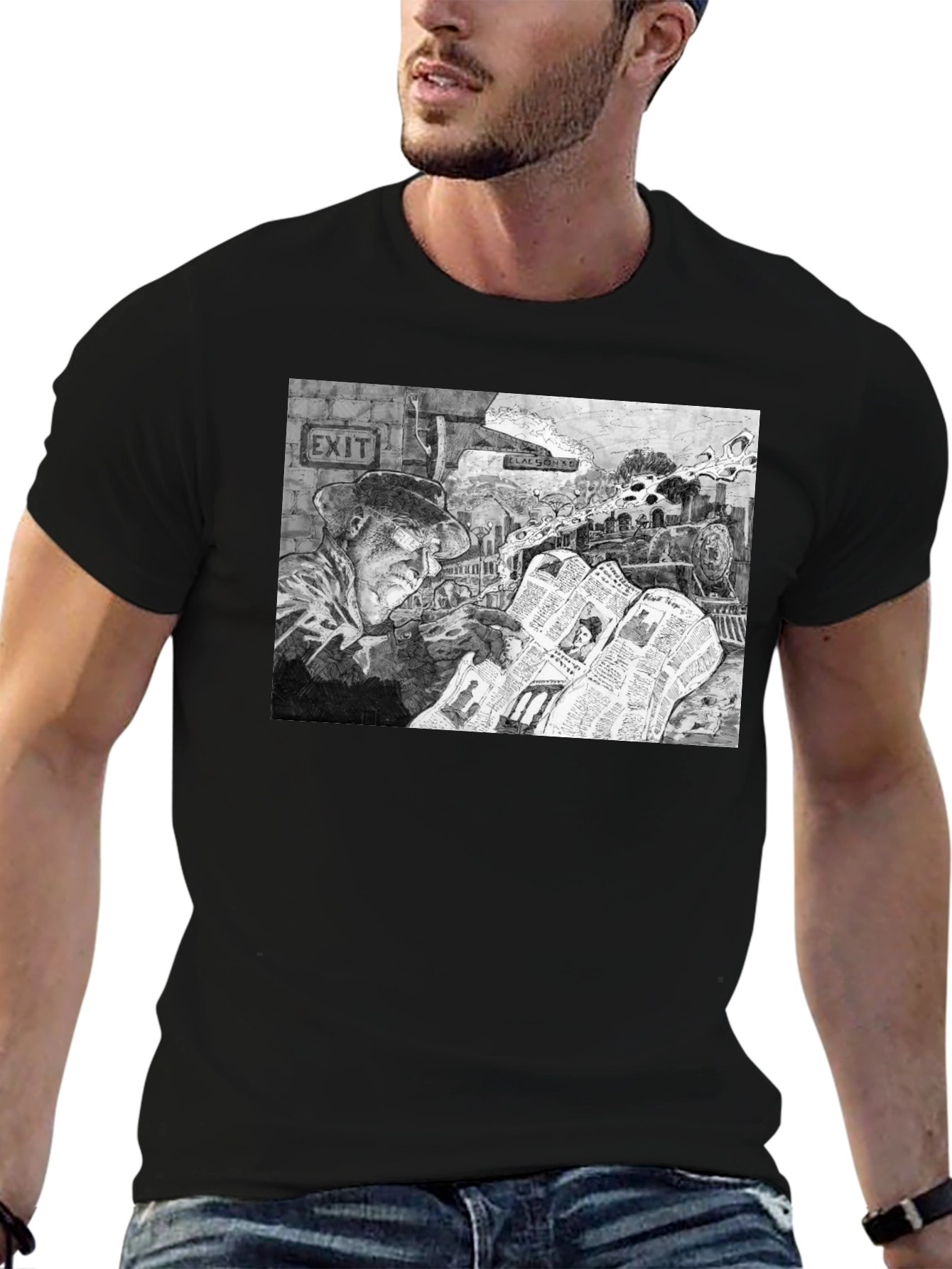 Train Conductor Reading Newspaper T-Shirt