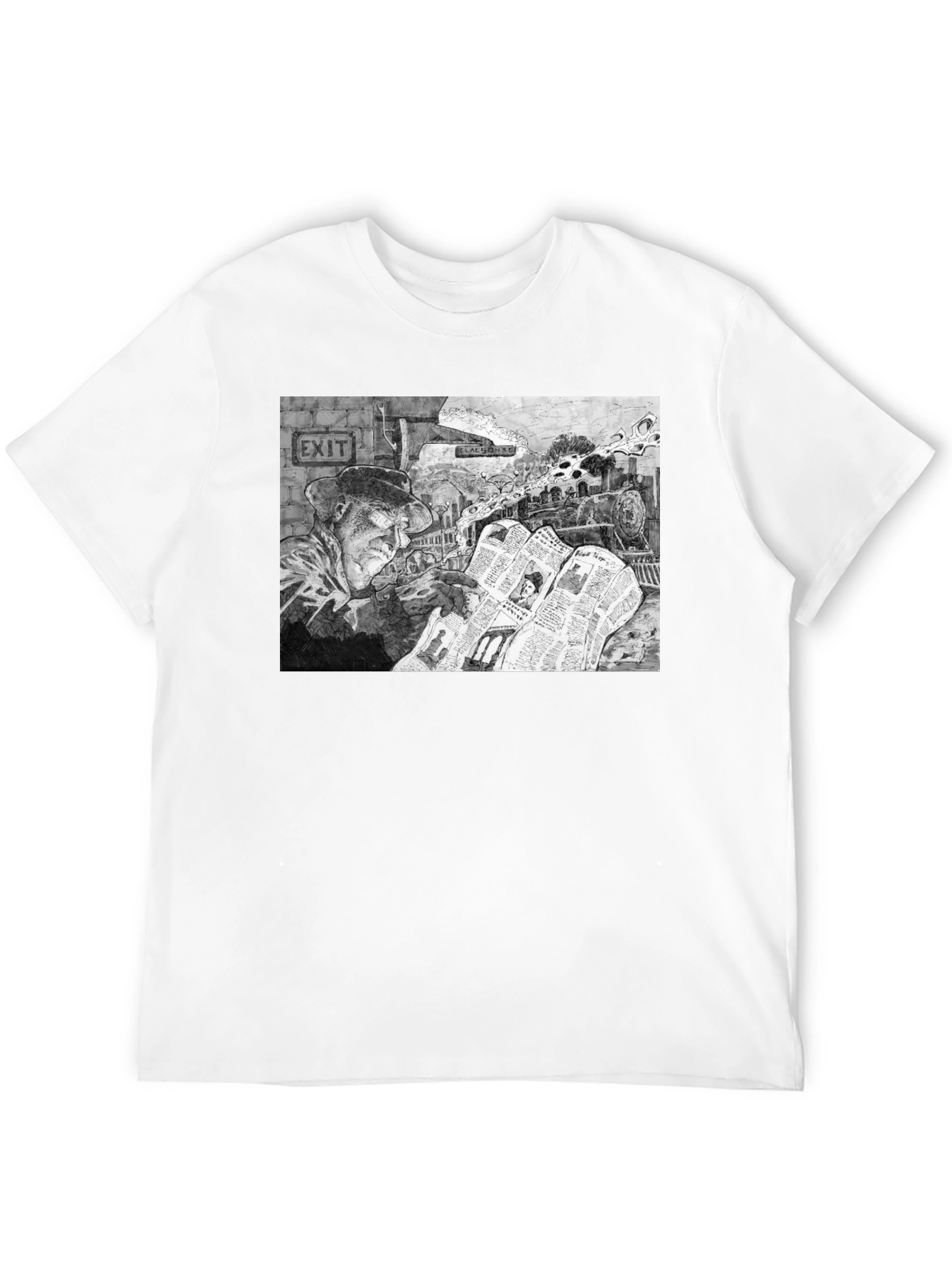 Train Conductor Reading Newspaper T-Shirt