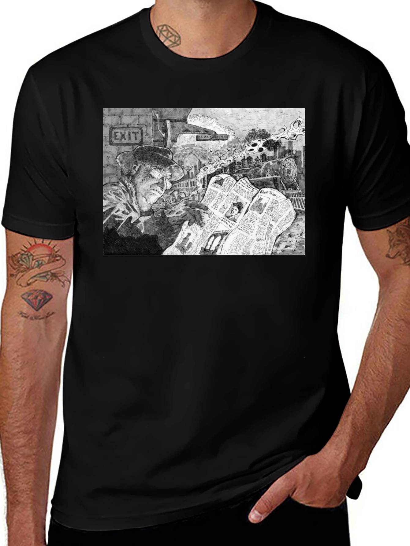Train Conductor Reading Newspaper T-Shirt