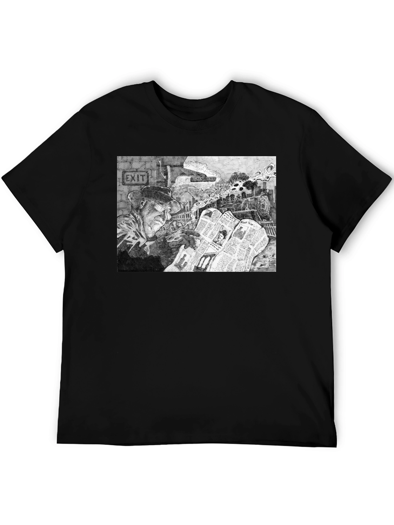 Train Conductor Reading Newspaper T-Shirt