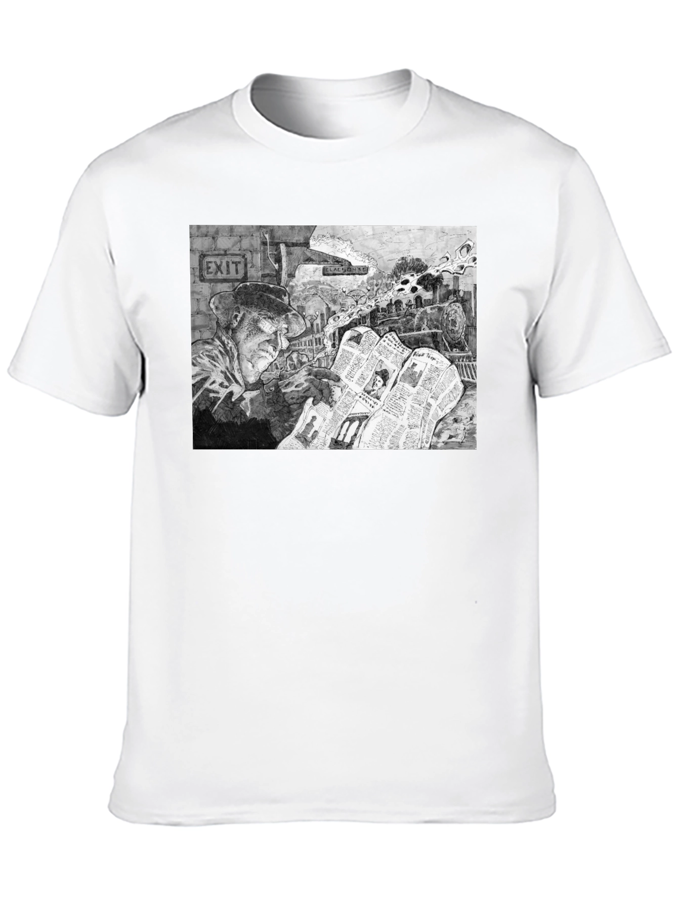 Train Conductor Reading Newspaper T-Shirt