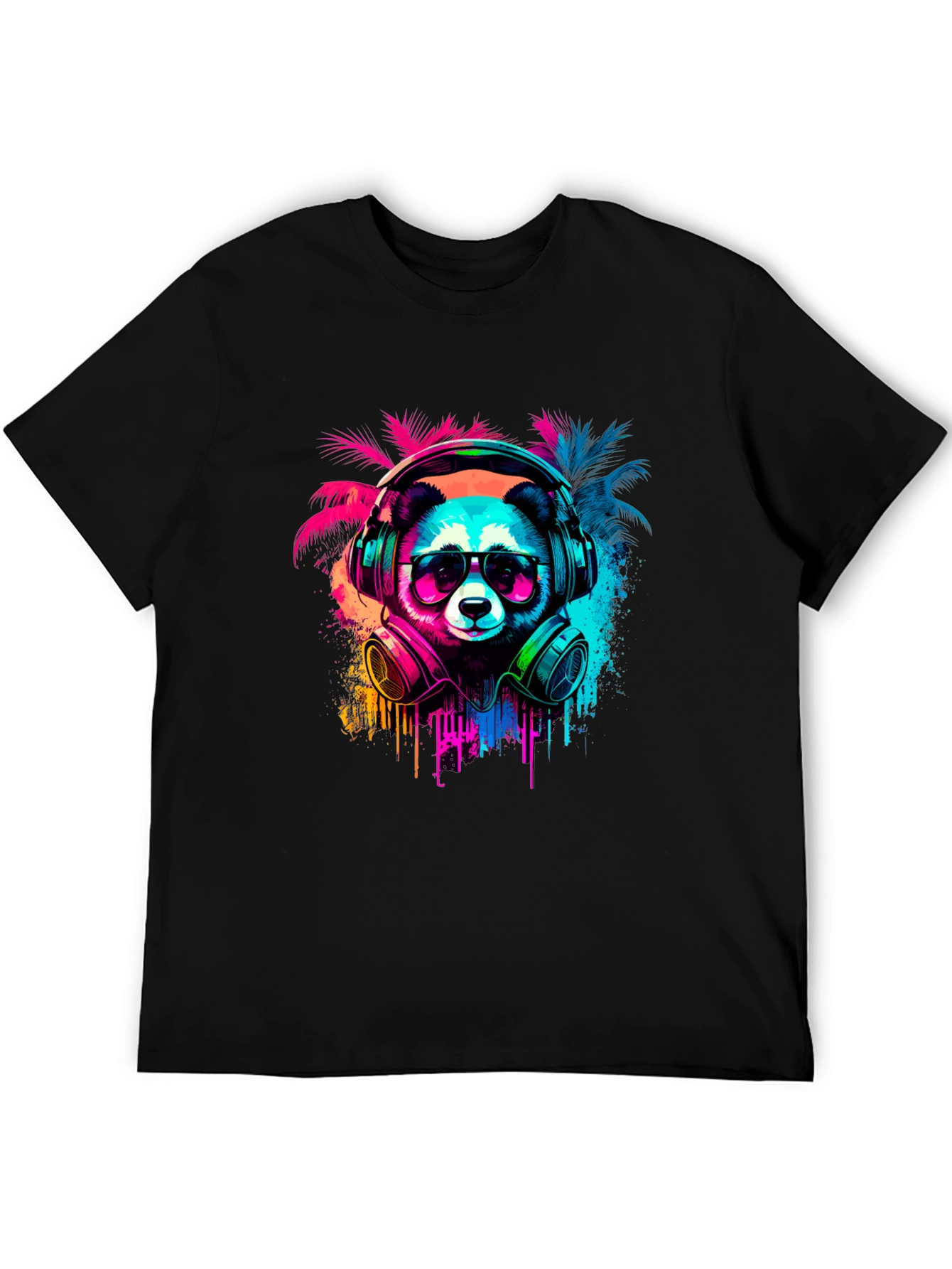 Neon Panda Headphones Graphic Tee