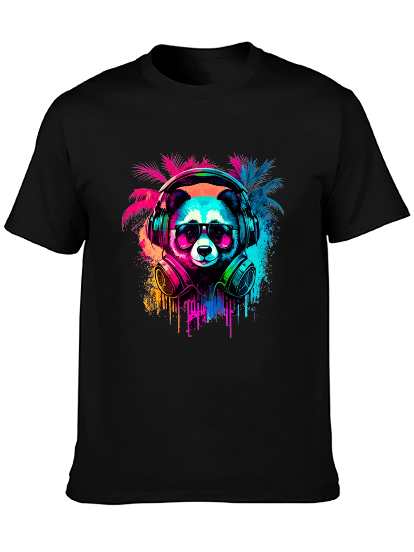 Neon Panda Headphones Graphic Tee