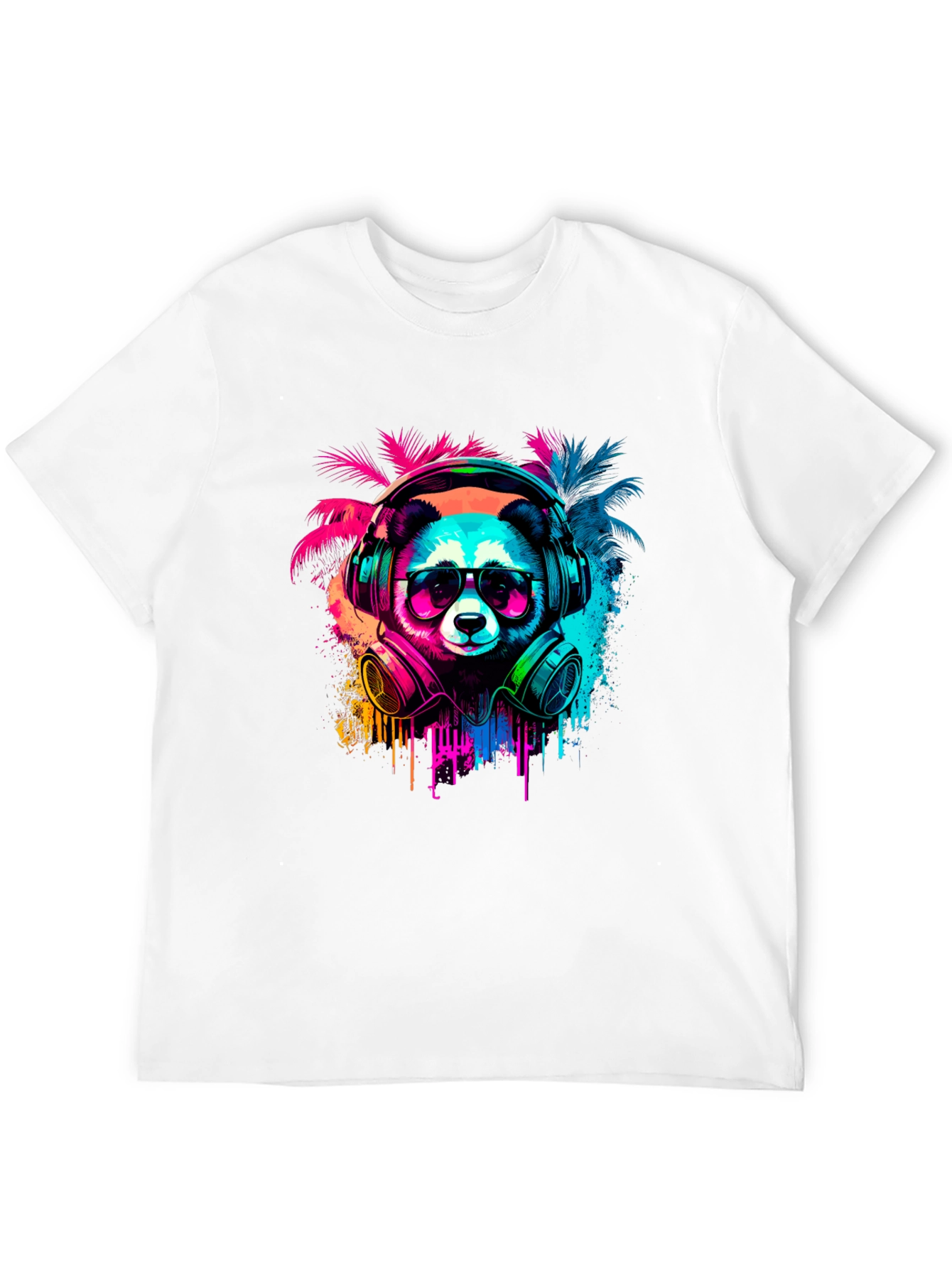 Neon Panda Headphones Graphic Tee