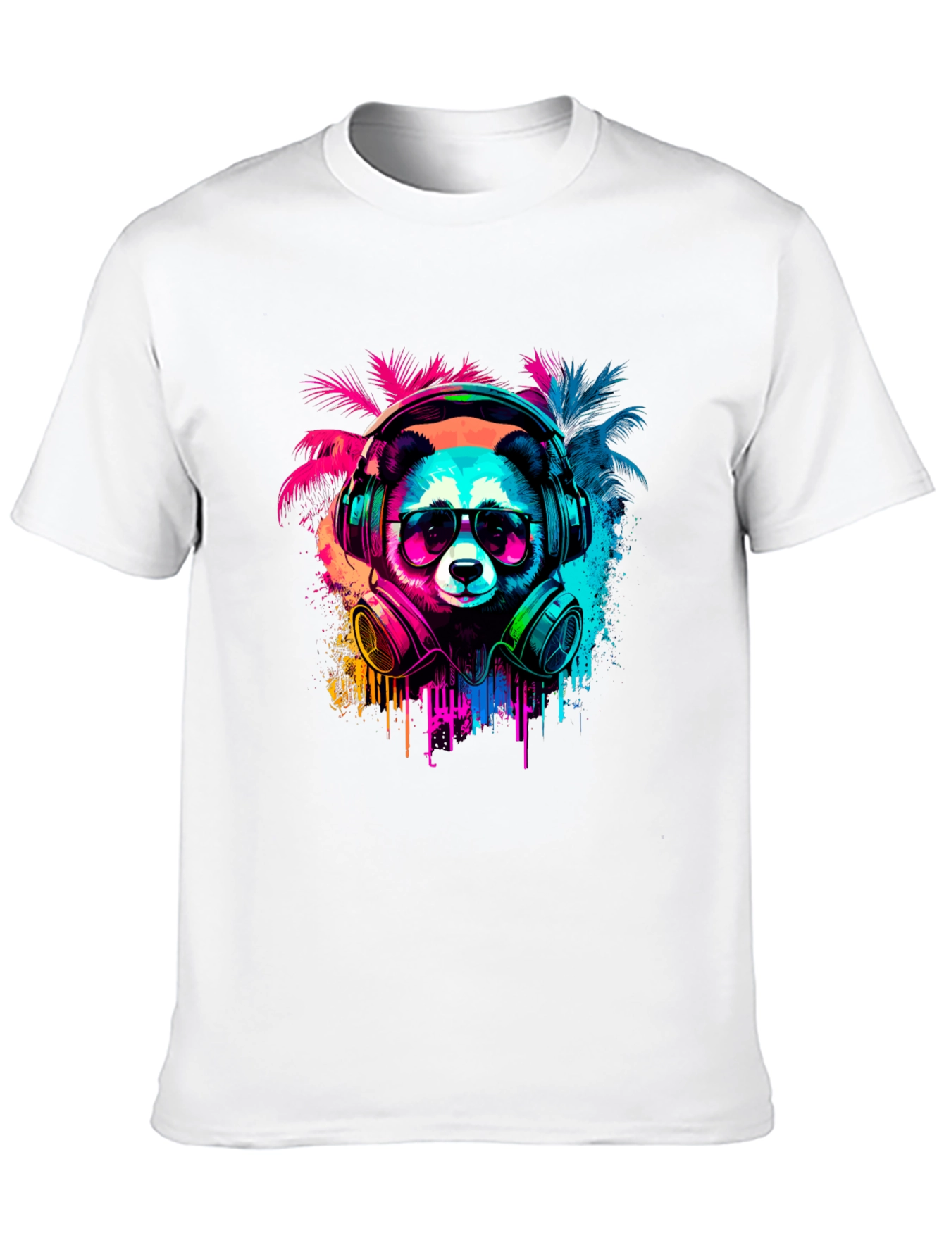 Neon Panda Headphones Graphic Tee