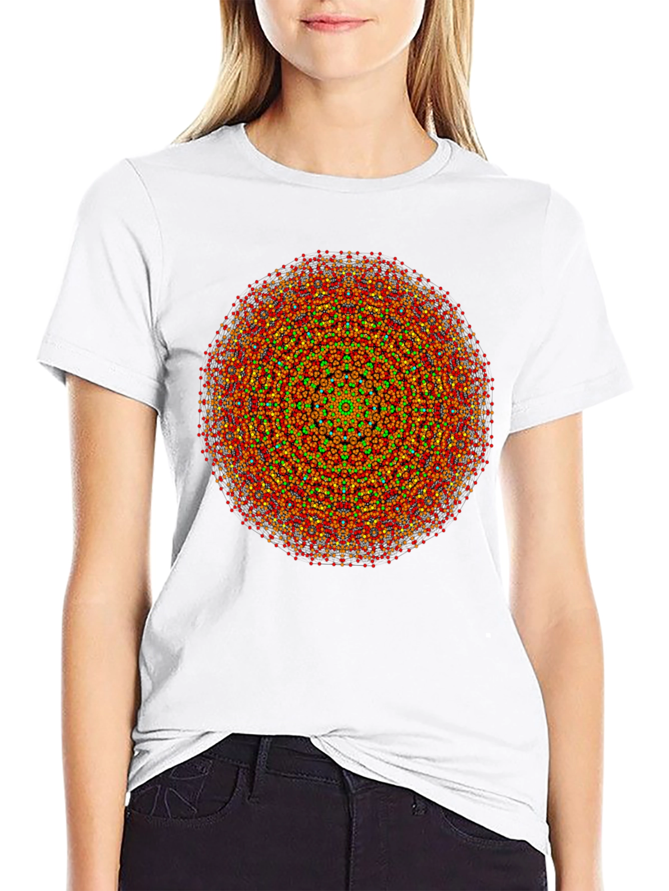 Vibrant Mandala Graphic Tee - Black Cotton Comfort