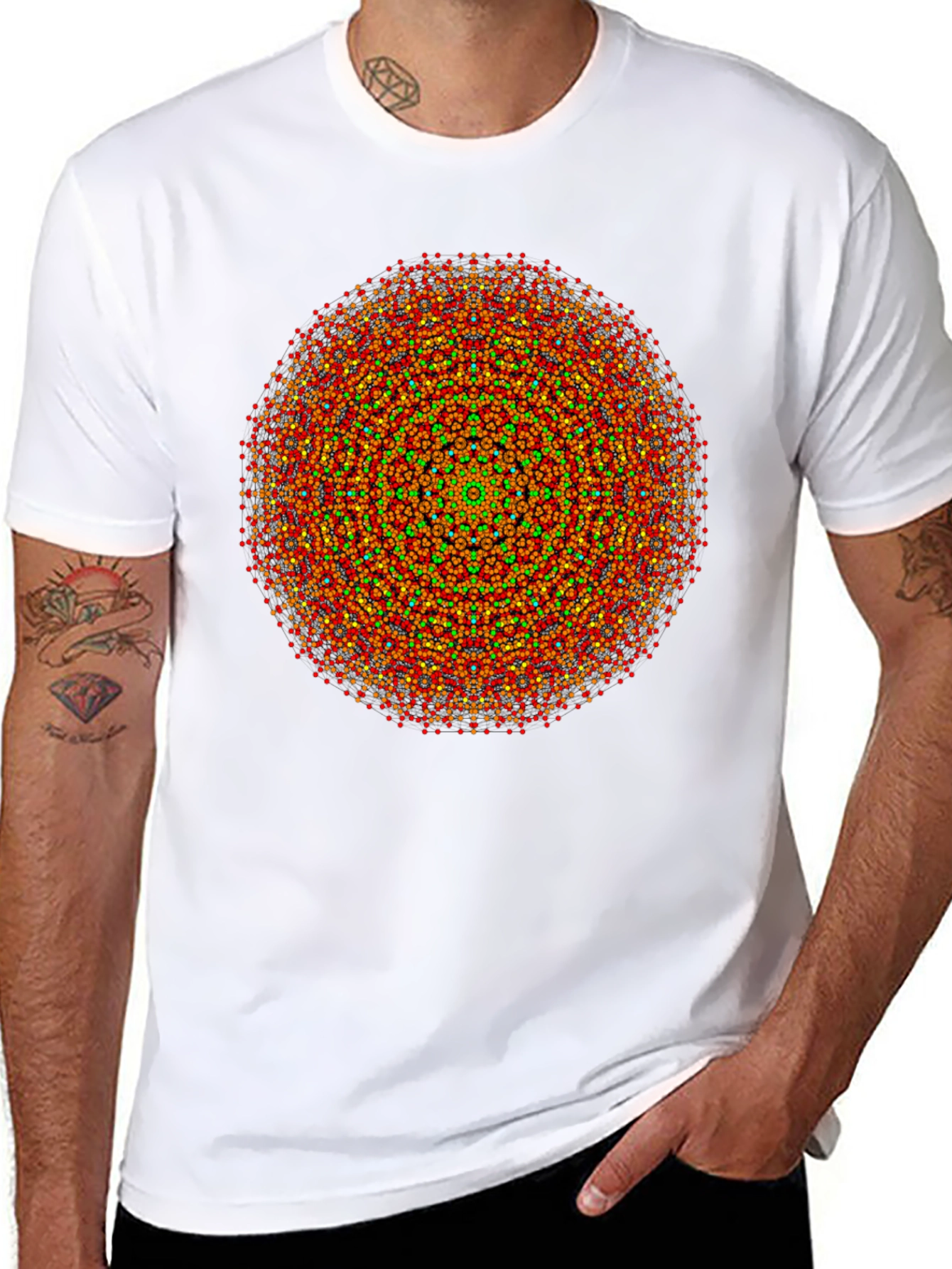 Vibrant Mandala Graphic Tee - Black Cotton Comfort