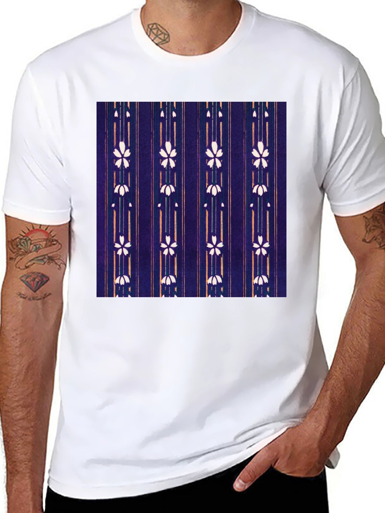 Floral Pattern Tee - Unique Japanese Style Shirt