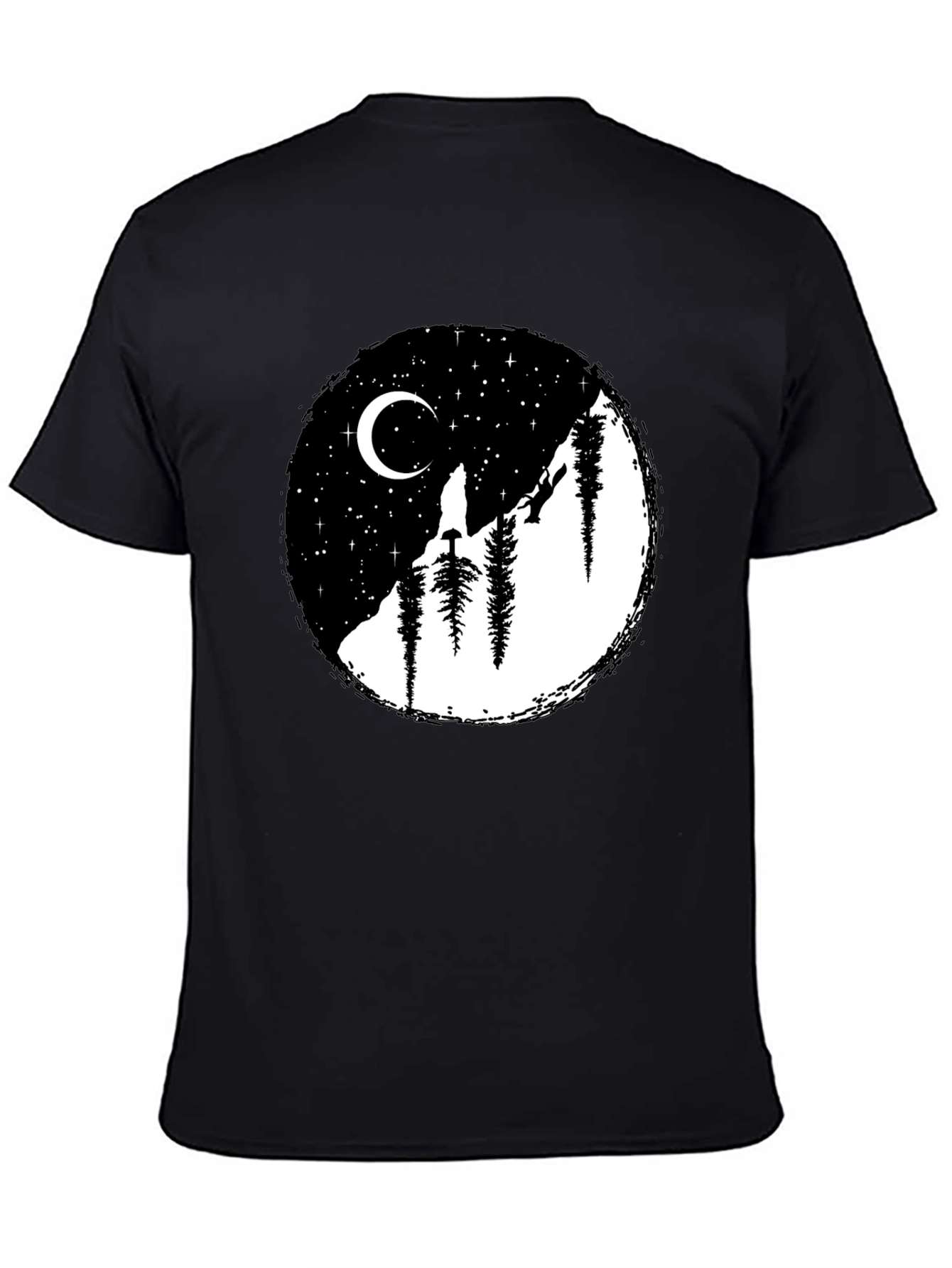 Moonlit Mountain Black Graphic Tee