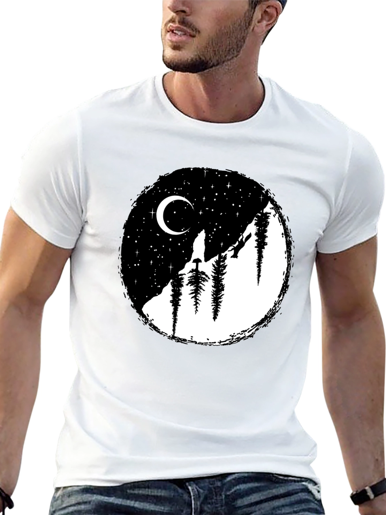 Moonlit Mountain Black Graphic Tee