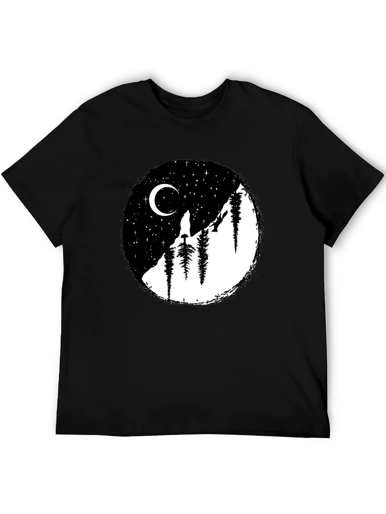 Moonlit Mountain Black Graphic Tee