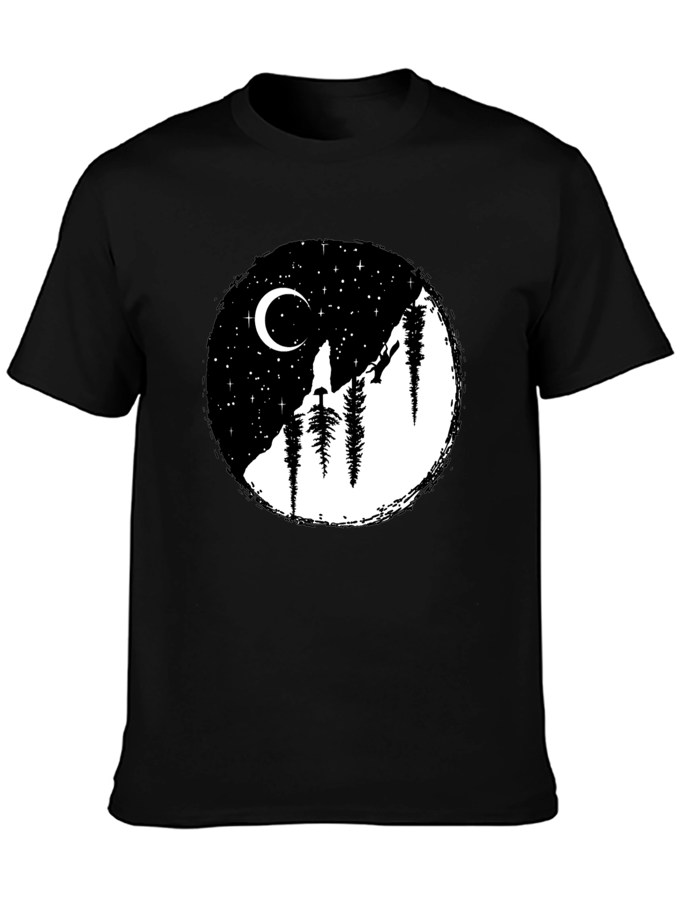 Moonlit Mountain Black Graphic Tee