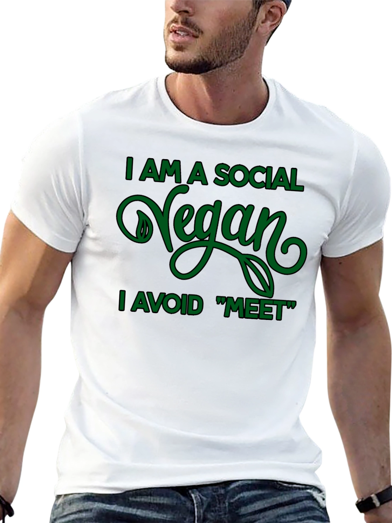 Social Vegan Graphic Tee - Avoid Meet! T-Shirt