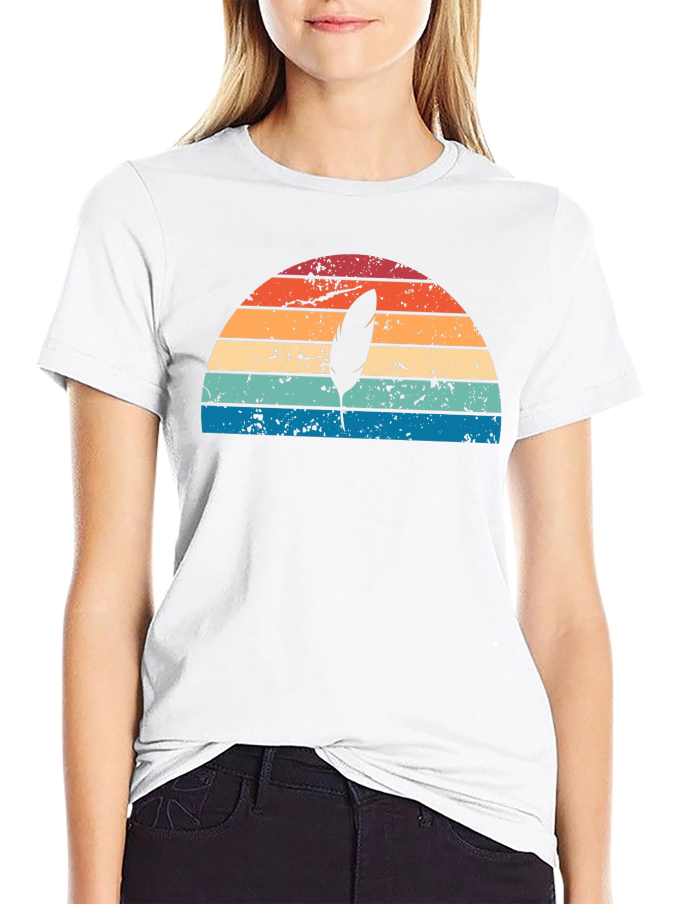 Retro Feather Sunset Graphic Tee