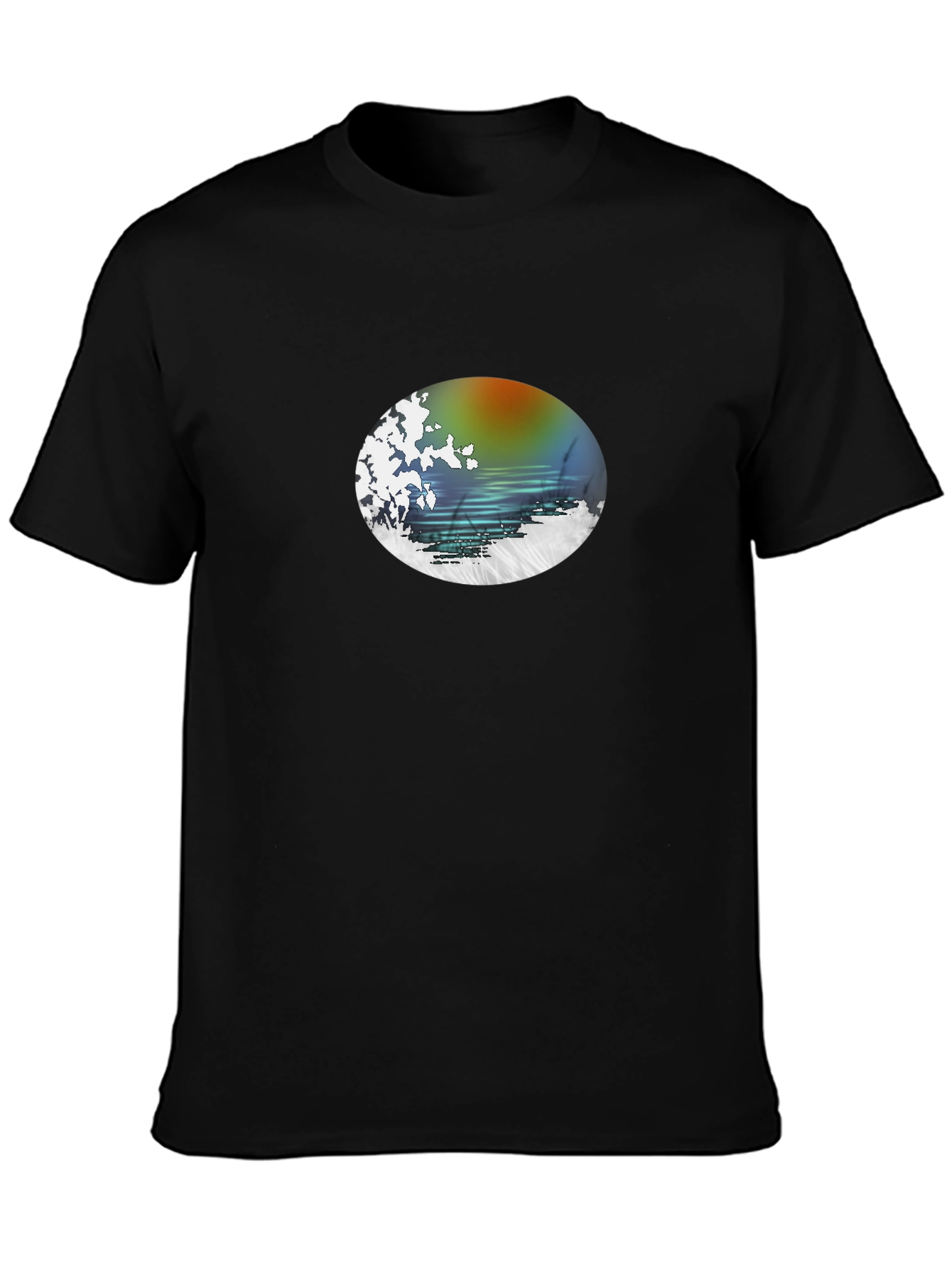 Sunset Waves Graphic Black Tee