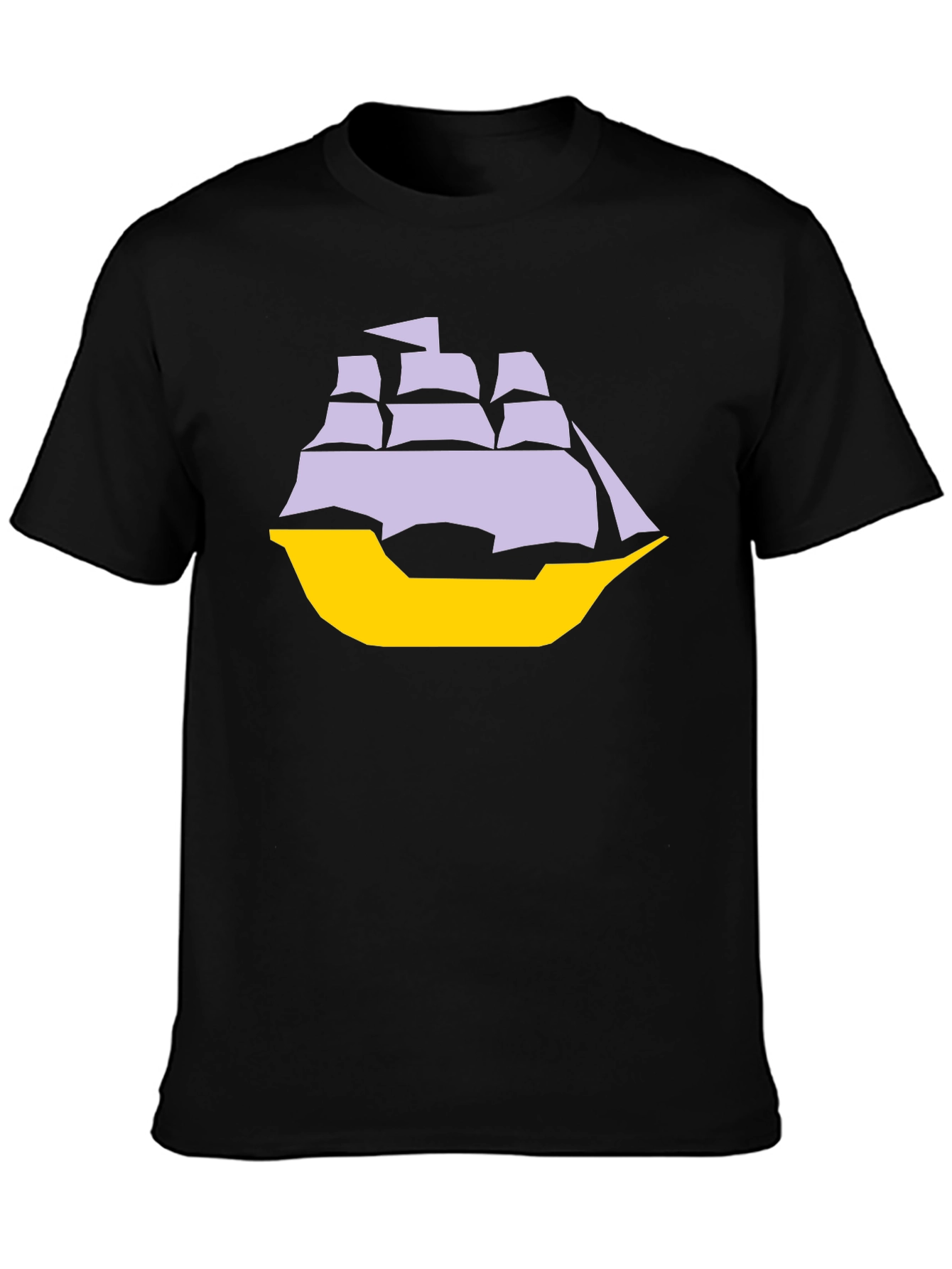 Sailboat Graphic Tee - Black Cotton Blend T-Shirt