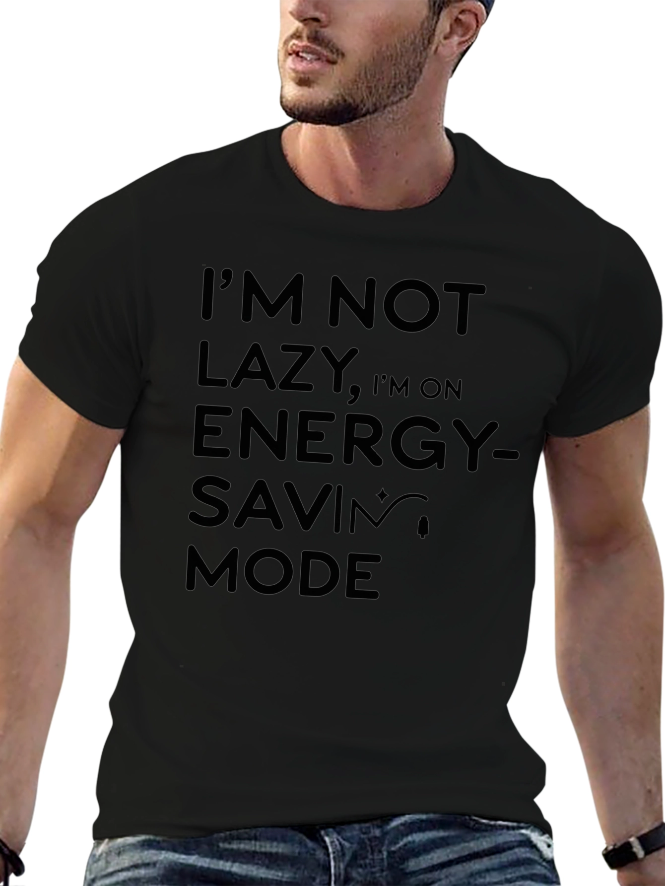 Funny Im Not Lazy Energy Saving Mode Black T-Shirt
