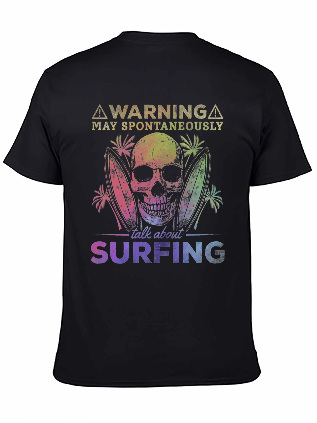Surfing Skeleton Graphic Tee - Warning Spontaneous Talk
