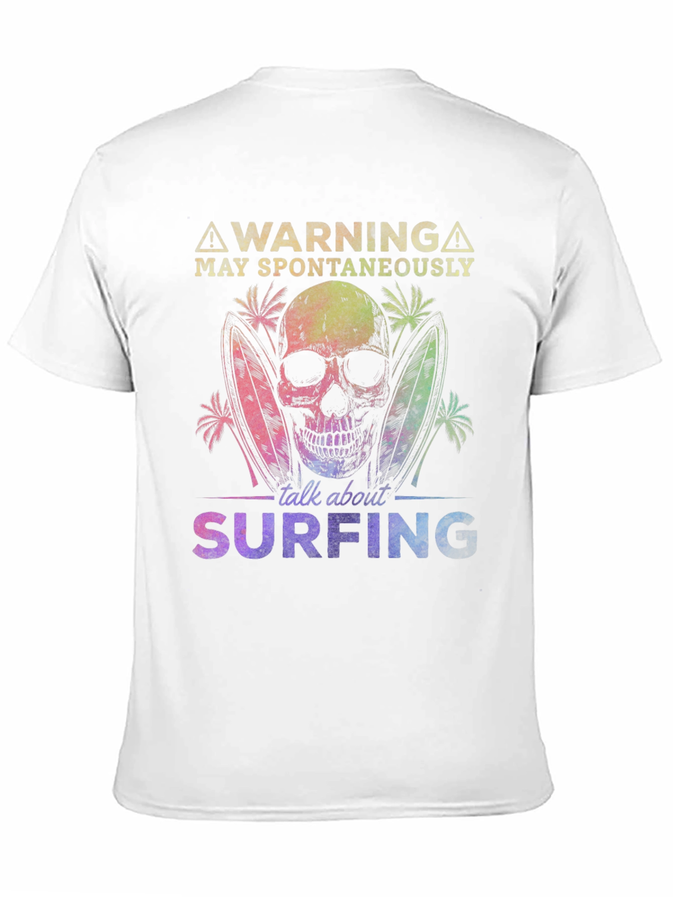 Surfing Skeleton Graphic Tee - Warning Spontaneous Talk