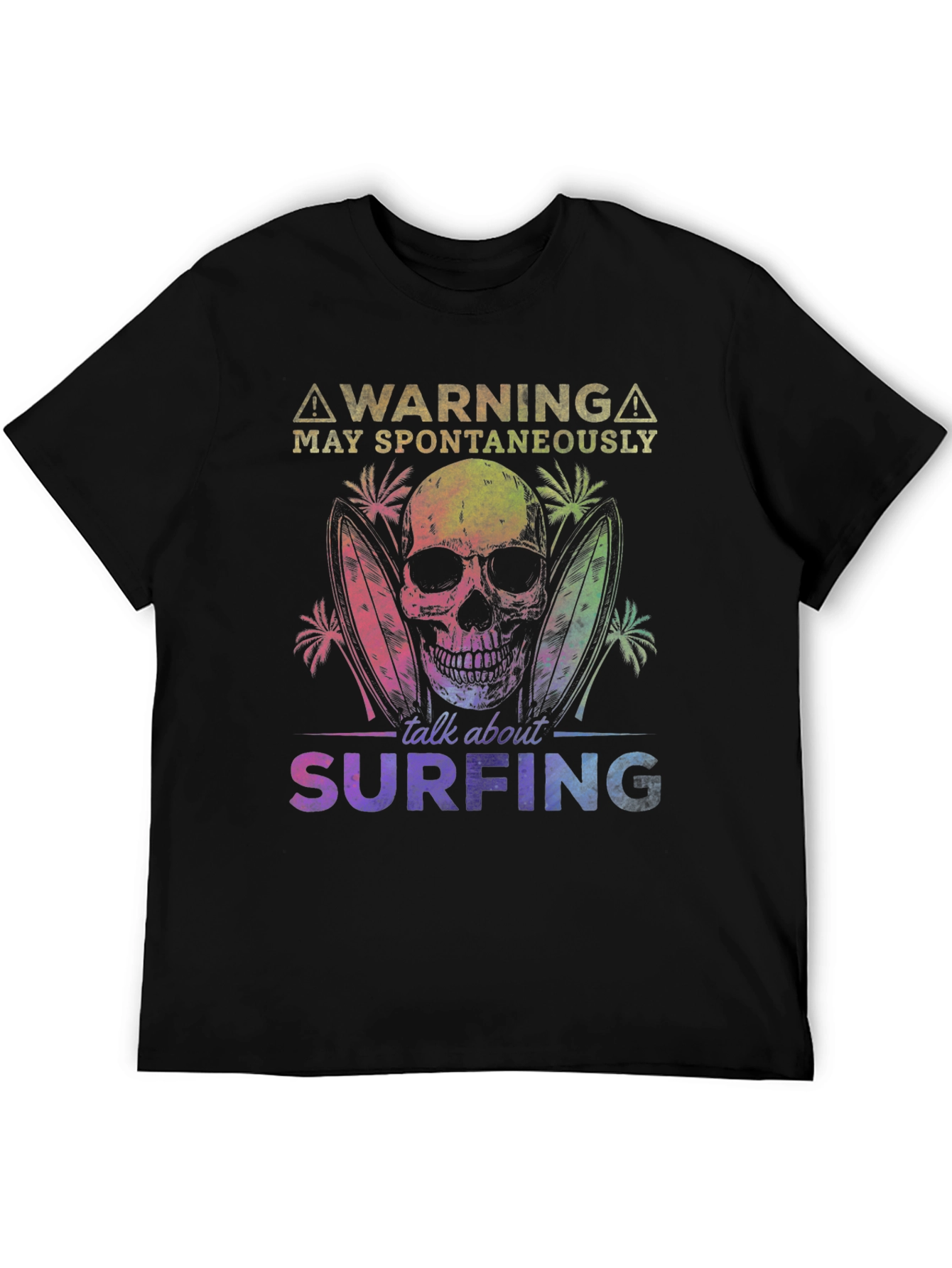 Surfing Skeleton Graphic Tee - Warning Spontaneous Talk