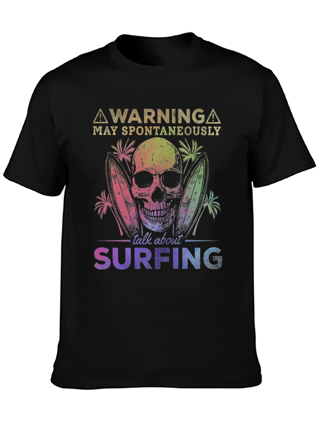 Surfing Skeleton Graphic Tee - Warning Spontaneous Talk