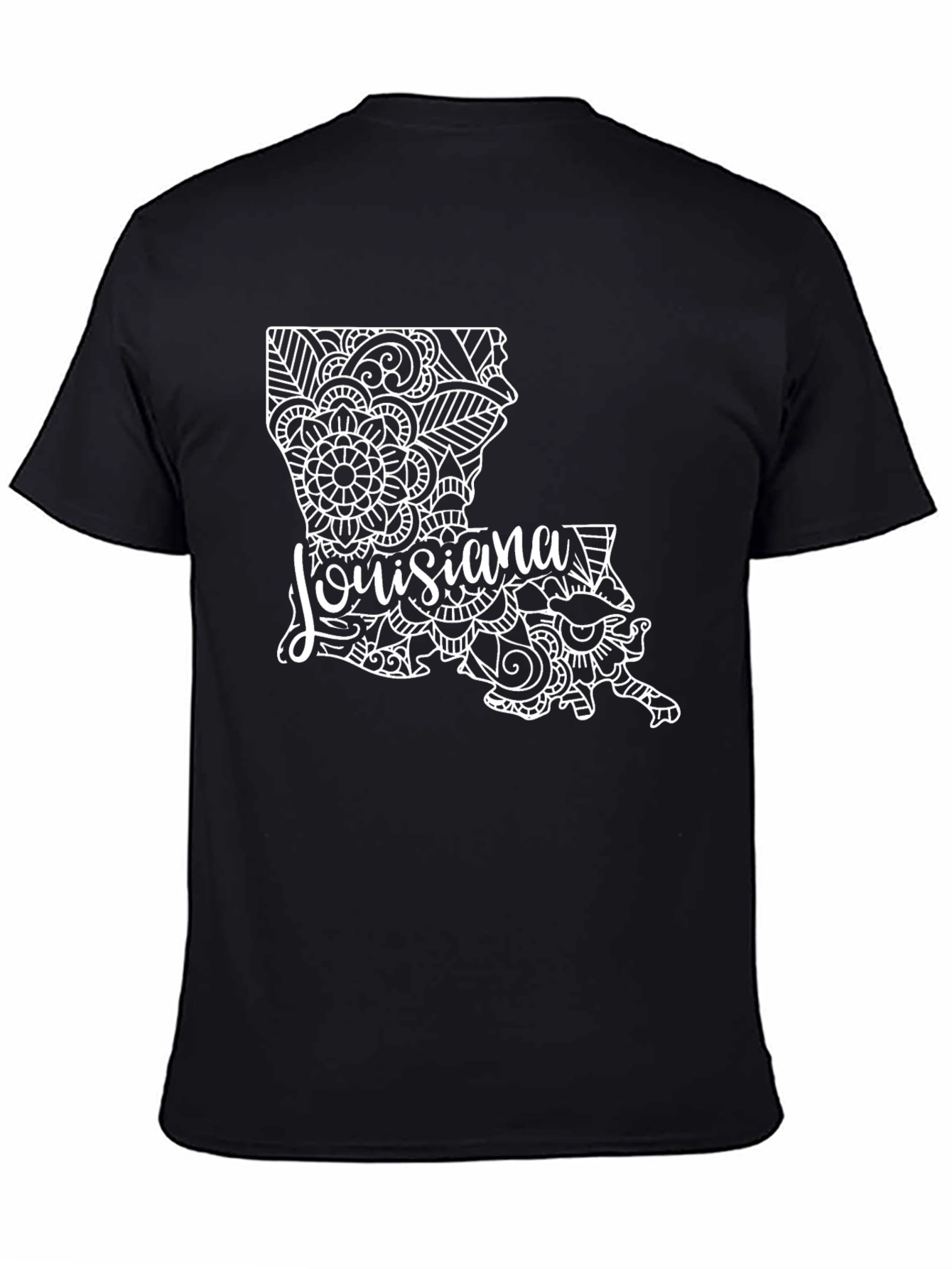 Louisiana State Mandala Design Black T-Shirt