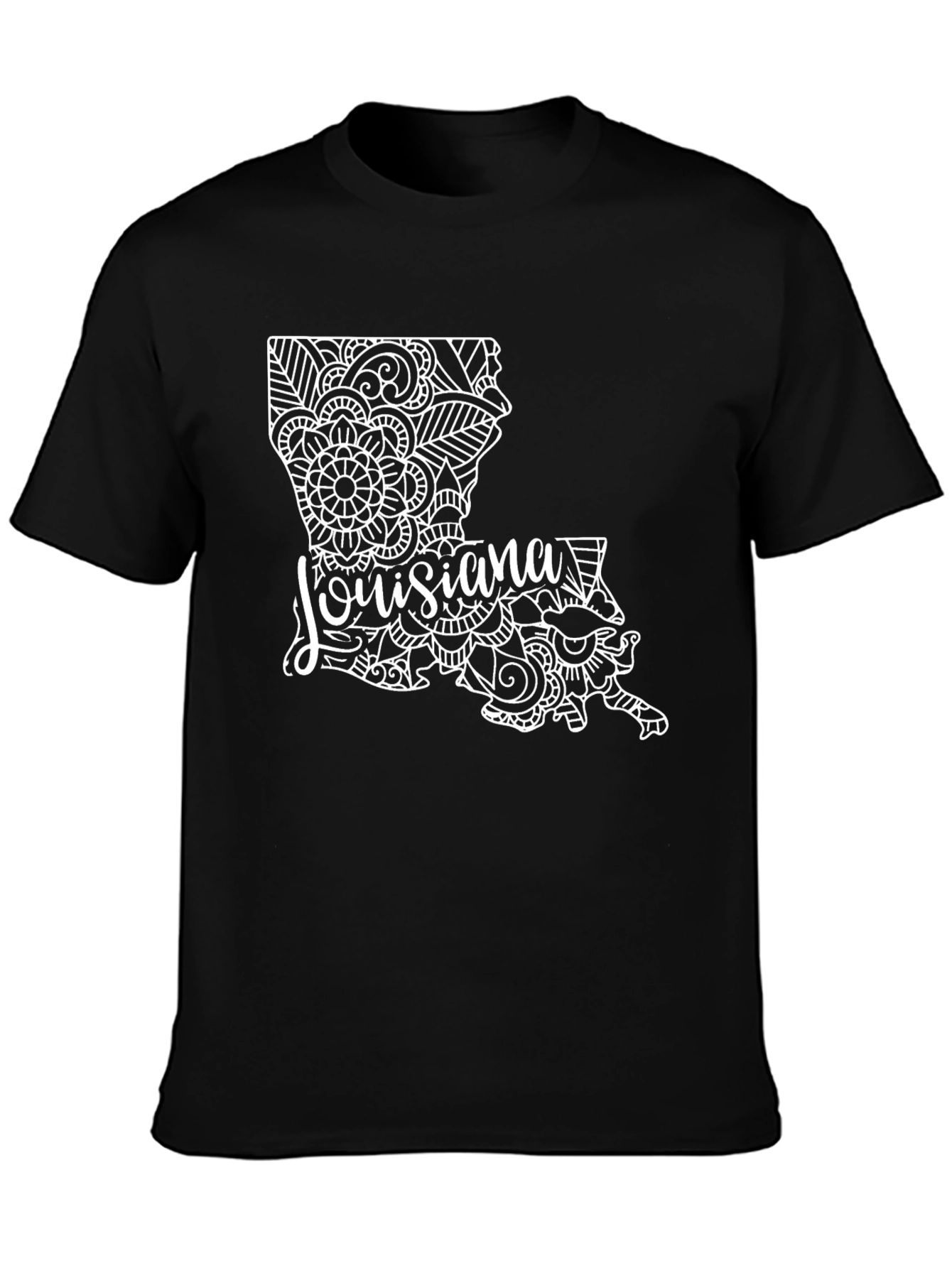 Louisiana State Mandala Design Black T-Shirt