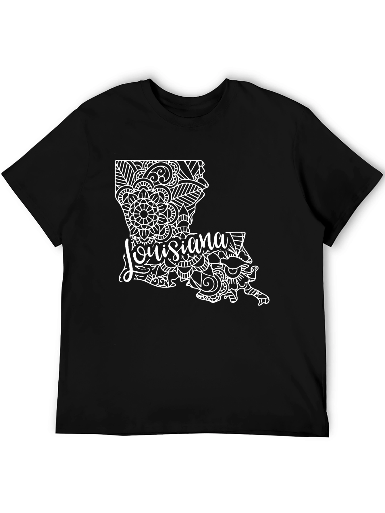 Louisiana State Mandala Design Black T-Shirt