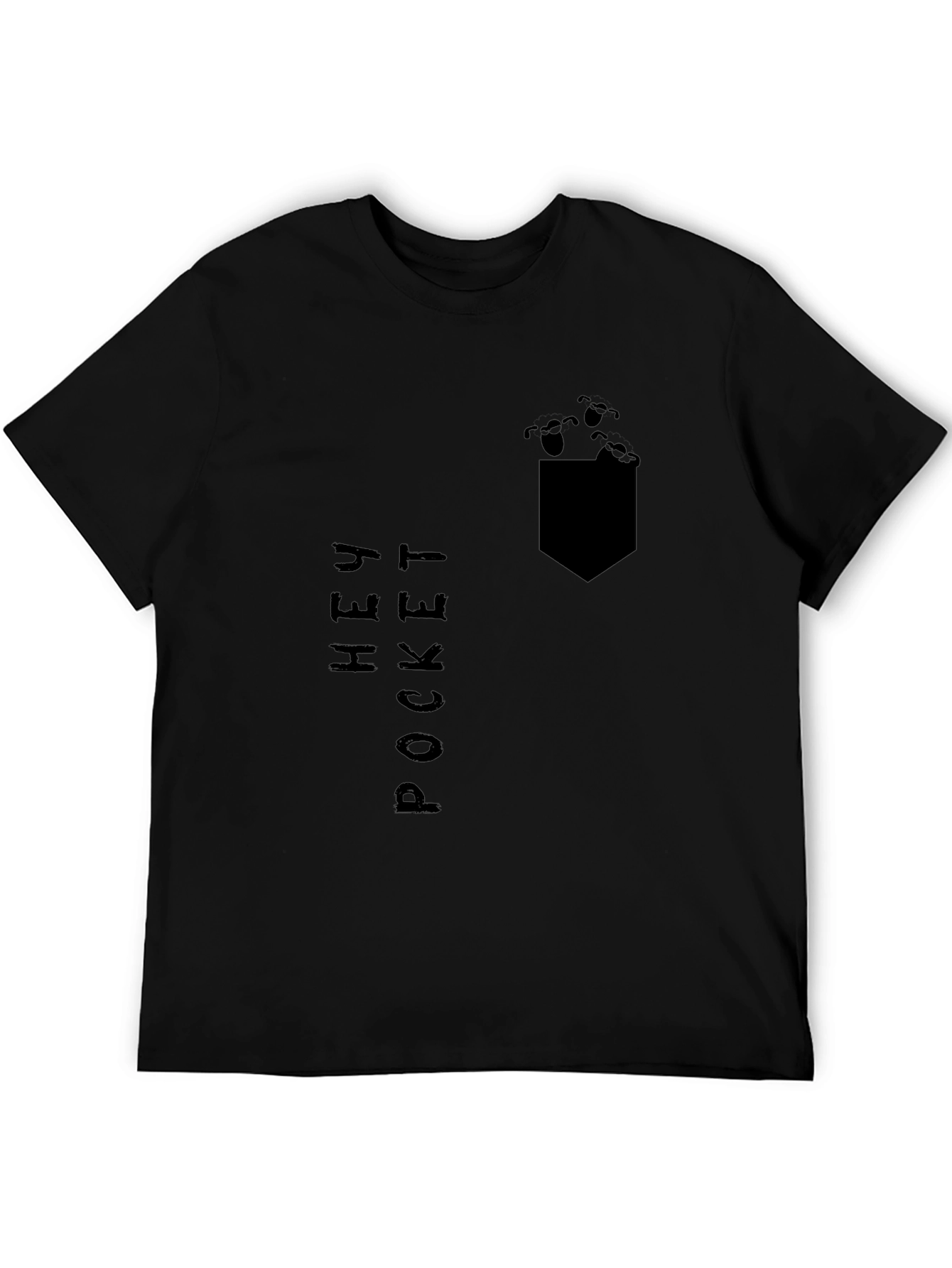 Hey Pocket Tee: Black Graphic Print T-Shirt