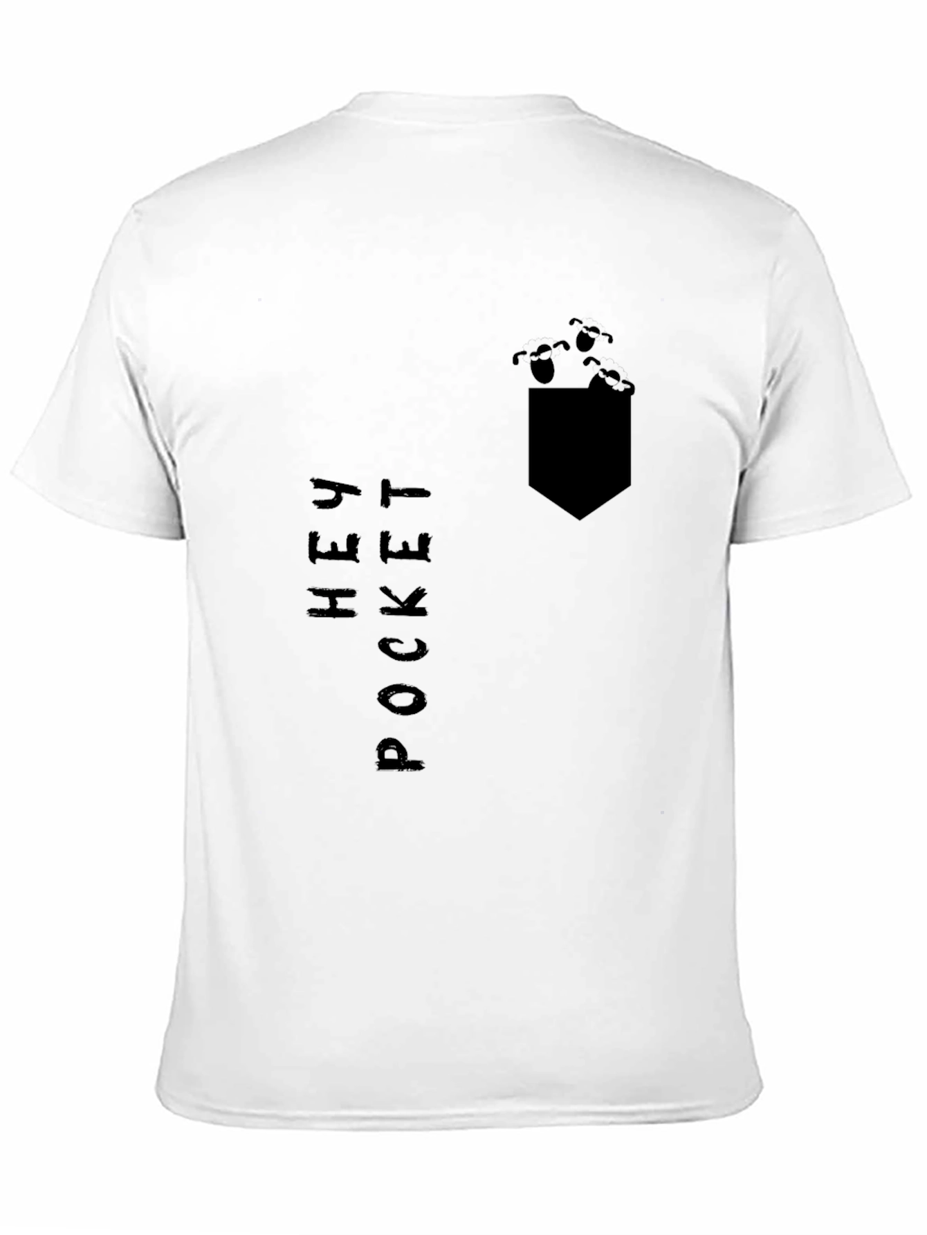 Hey Pocket Tee: Black Graphic Print T-Shirt