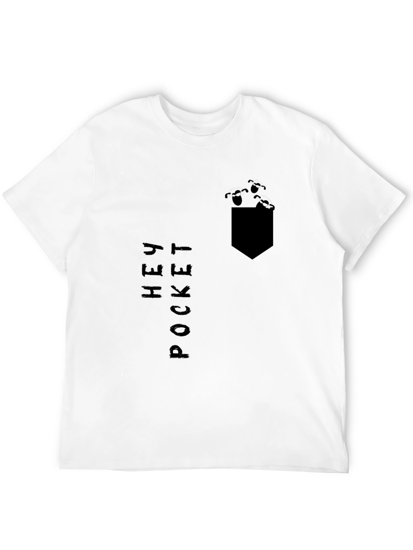 Hey Pocket Tee: Black Graphic Print T-Shirt