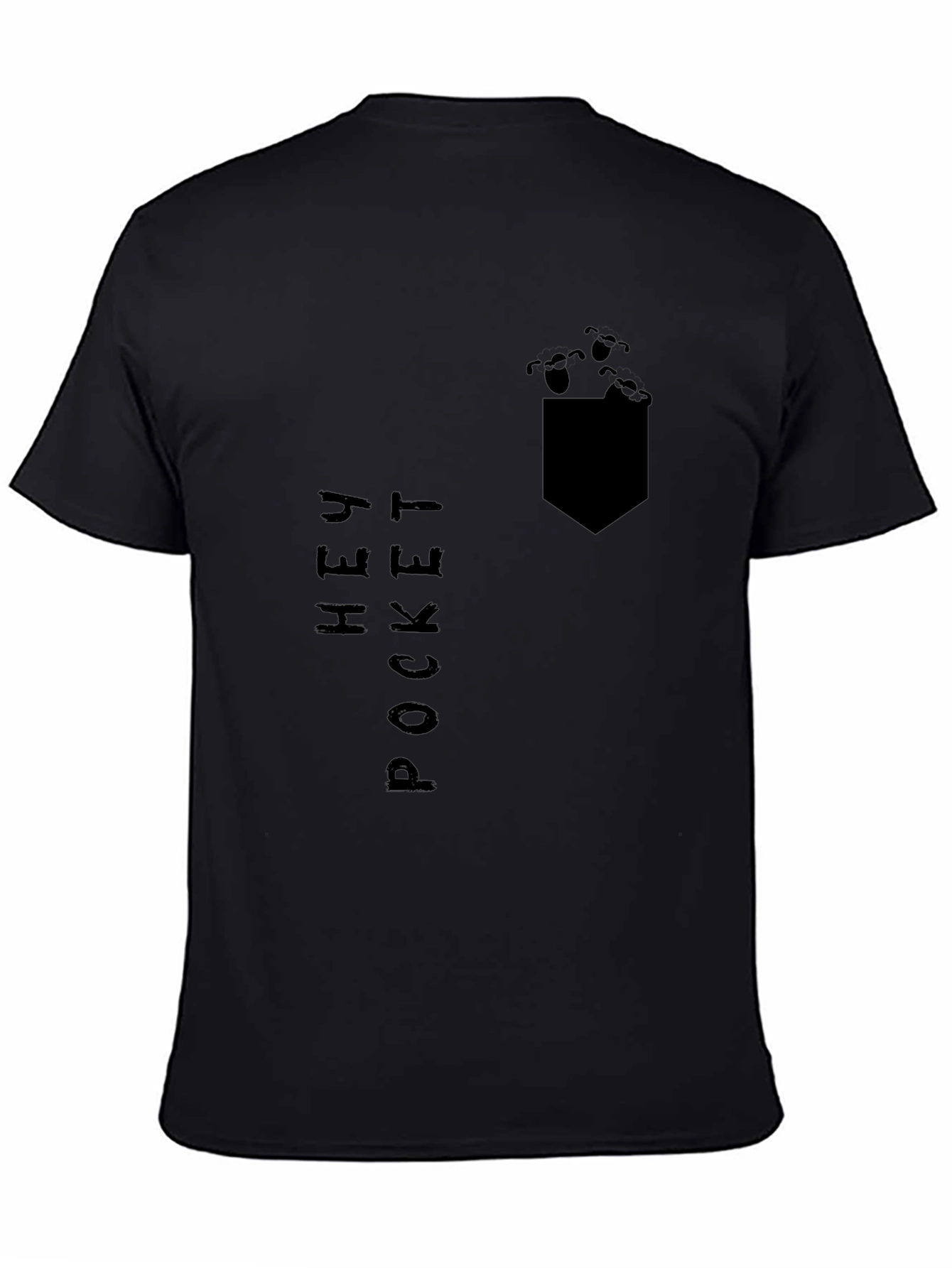 Hey Pocket Tee: Black Graphic Print T-Shirt