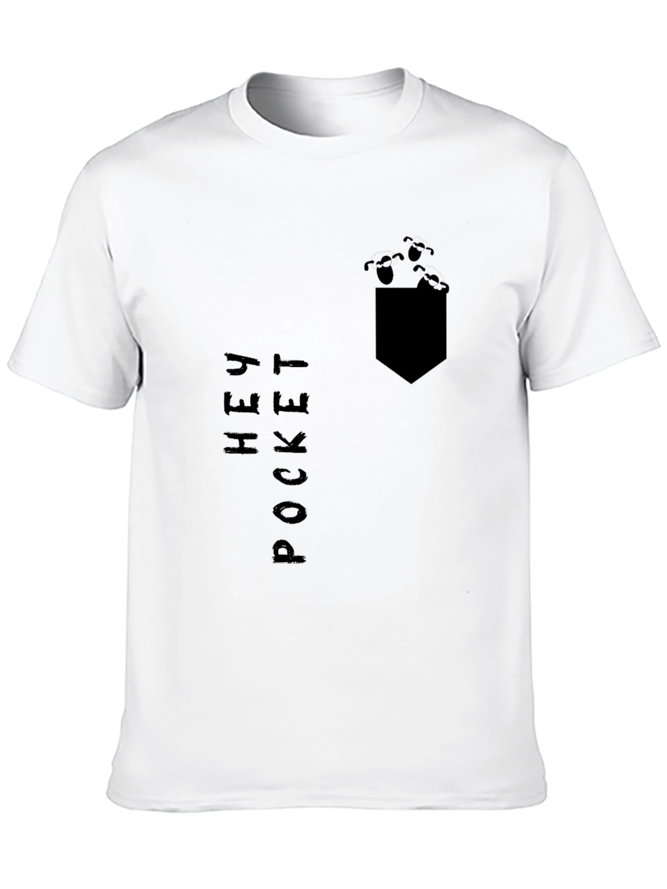 Hey Pocket Tee: Black Graphic Print T-Shirt