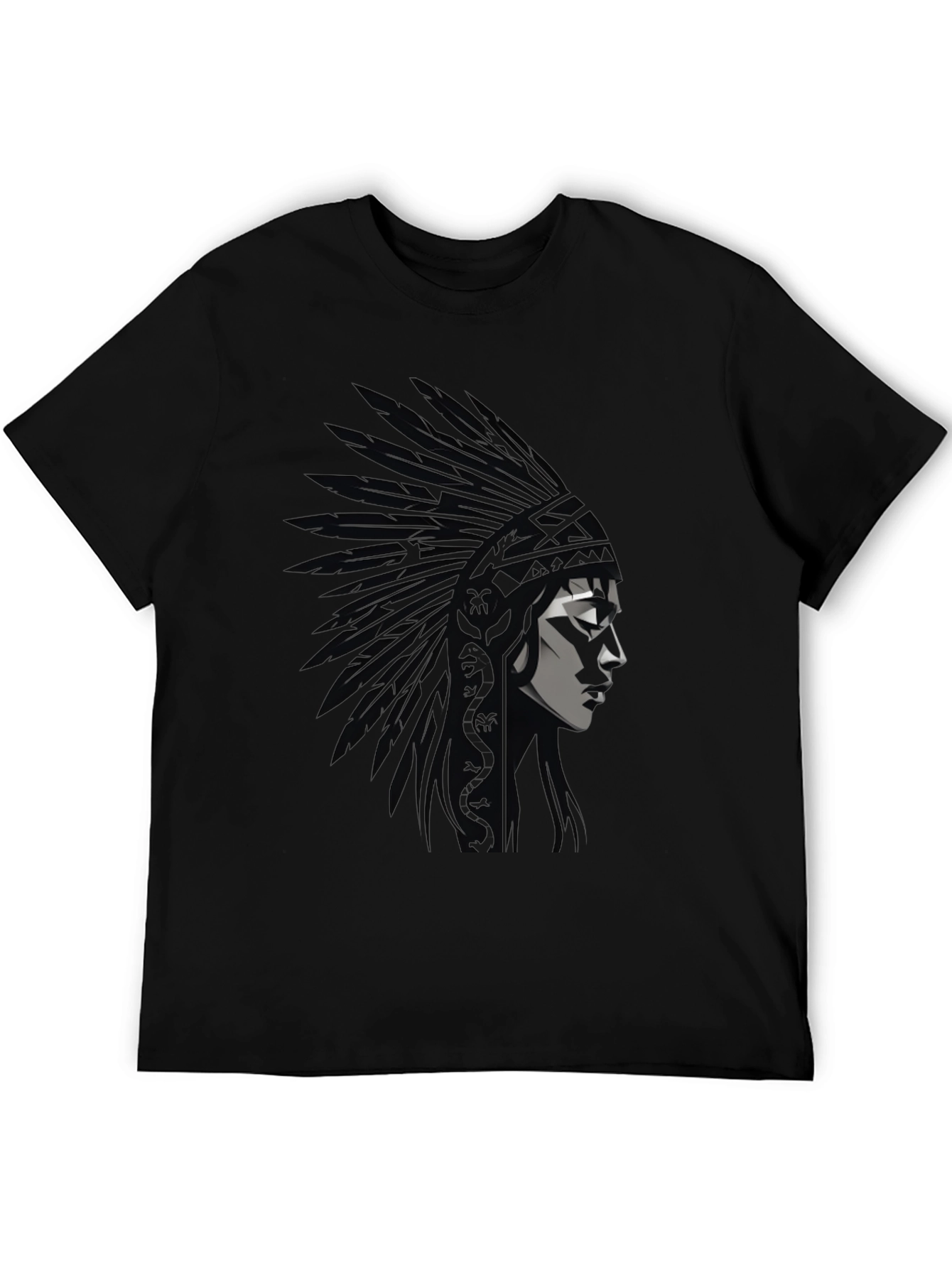 Native American Headdress Graphic Black T-Shirt