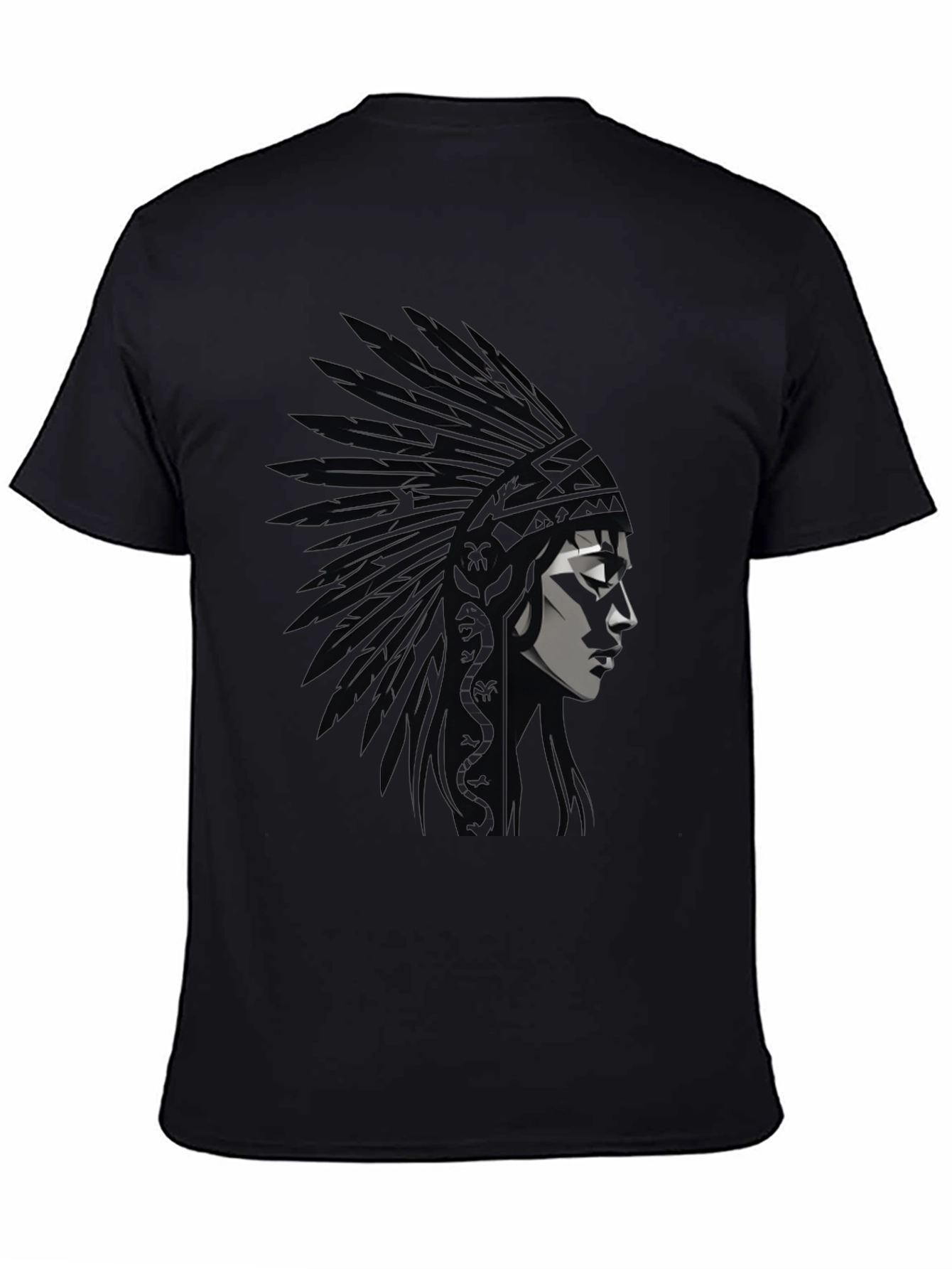 Native American Headdress Graphic Black T-Shirt