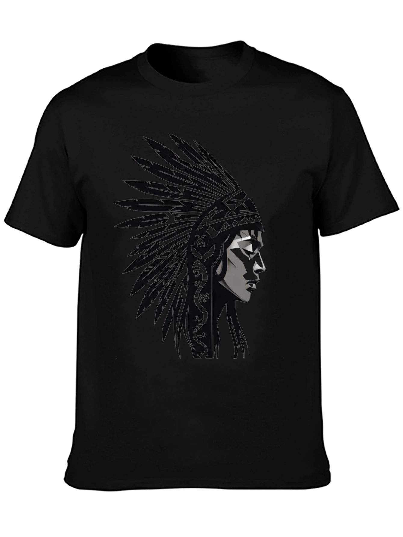Native American Headdress Graphic Black T-Shirt