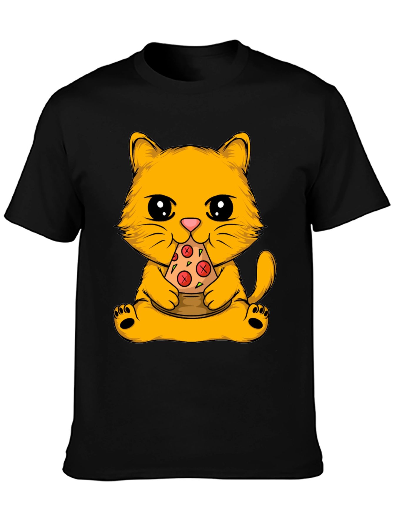 Cat Eating Pizza Graphic Tee