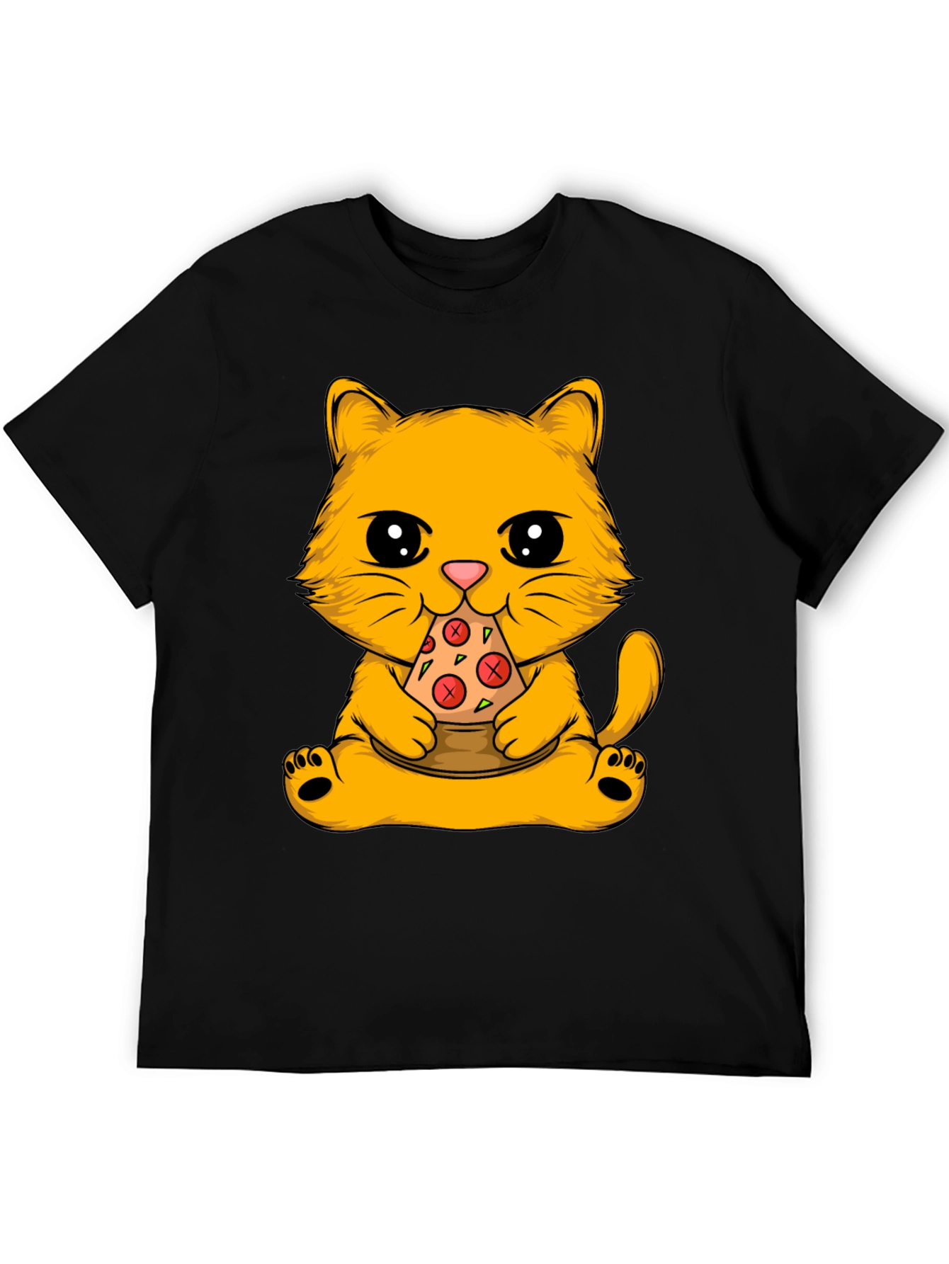 Cat Eating Pizza Graphic Tee