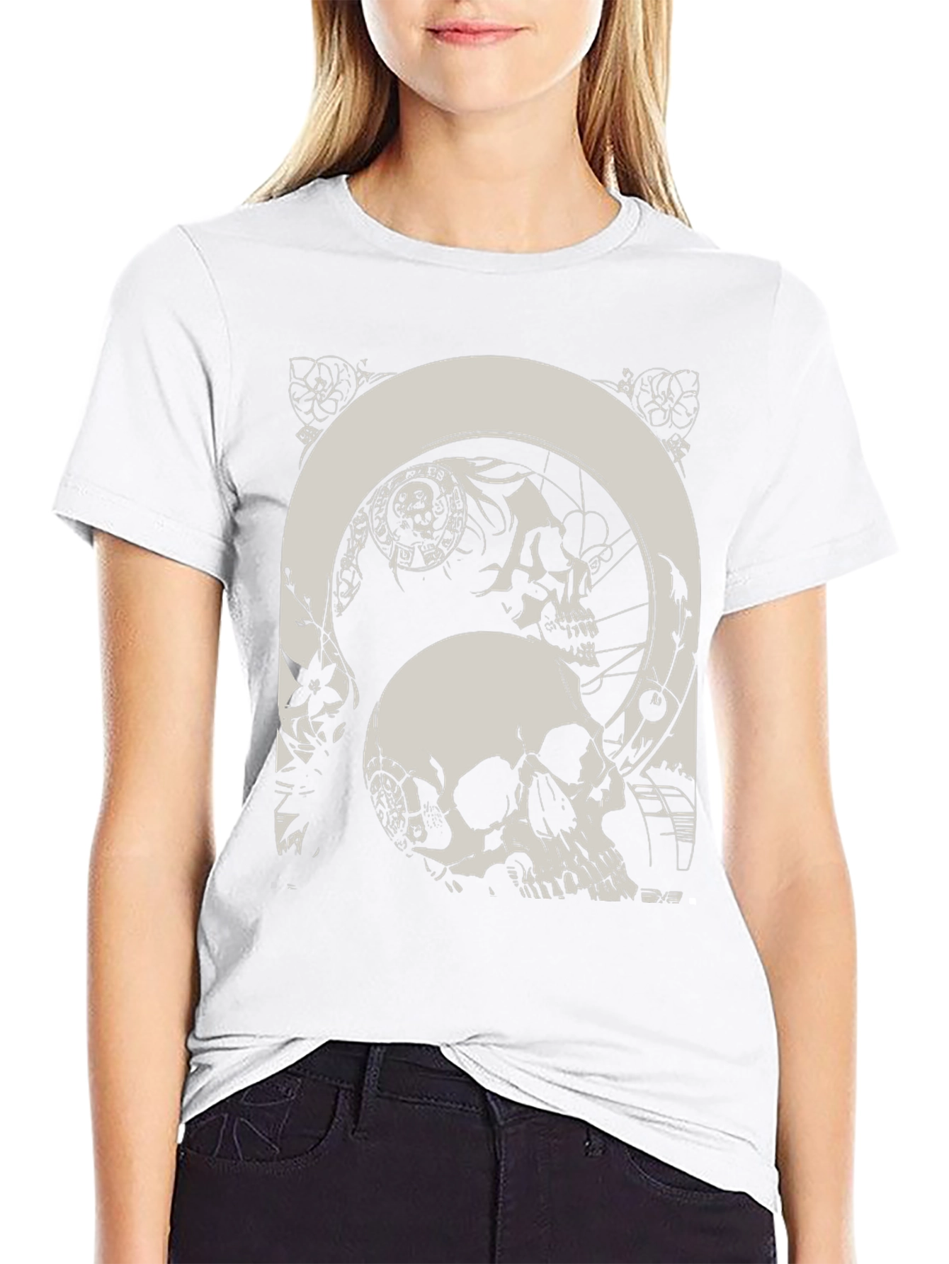 Skull Graphic T-Shirt - Gothic Style Black Tee