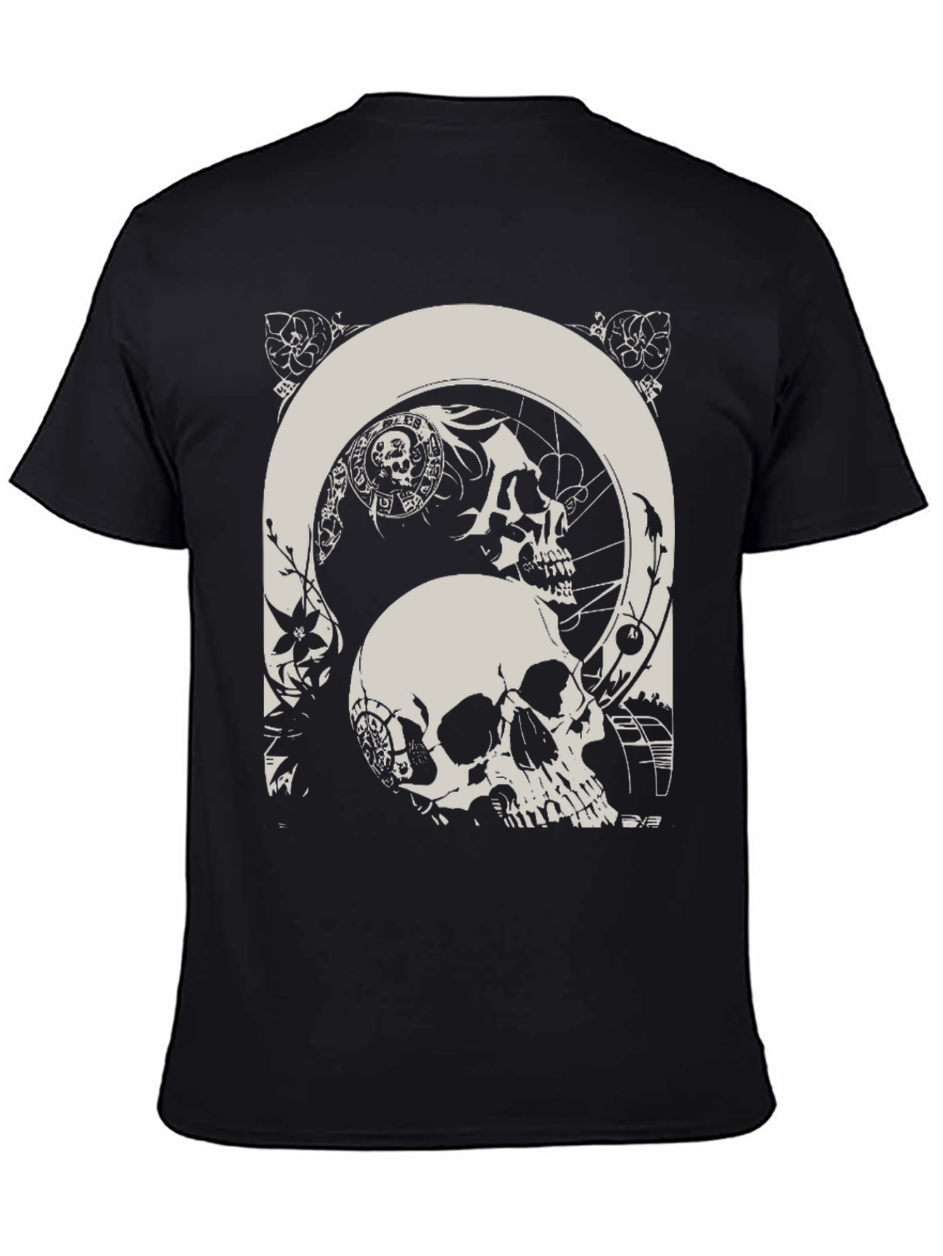 Skull Graphic T-Shirt - Gothic Style Black Tee