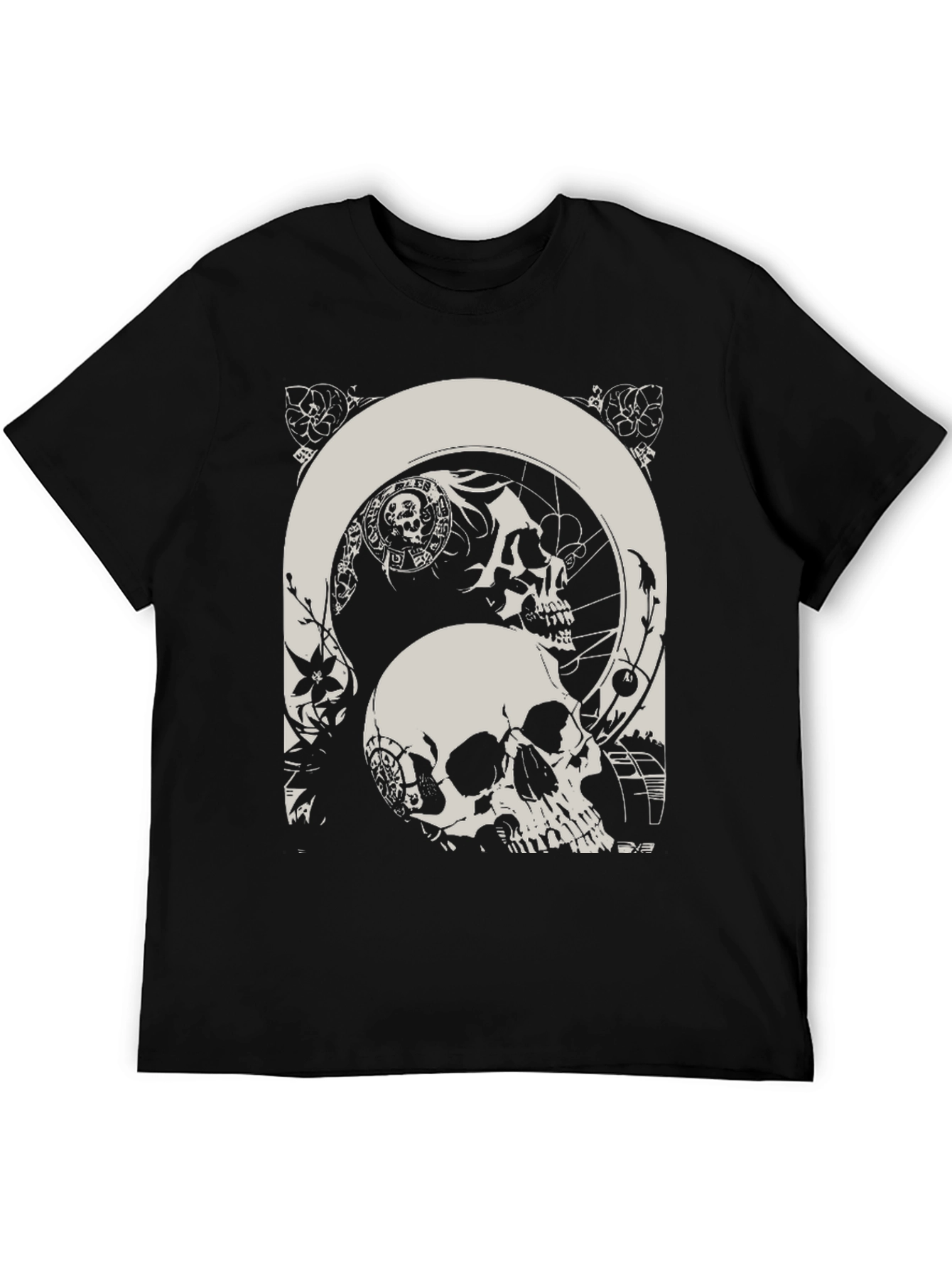 Skull Graphic T-Shirt - Gothic Style Black Tee